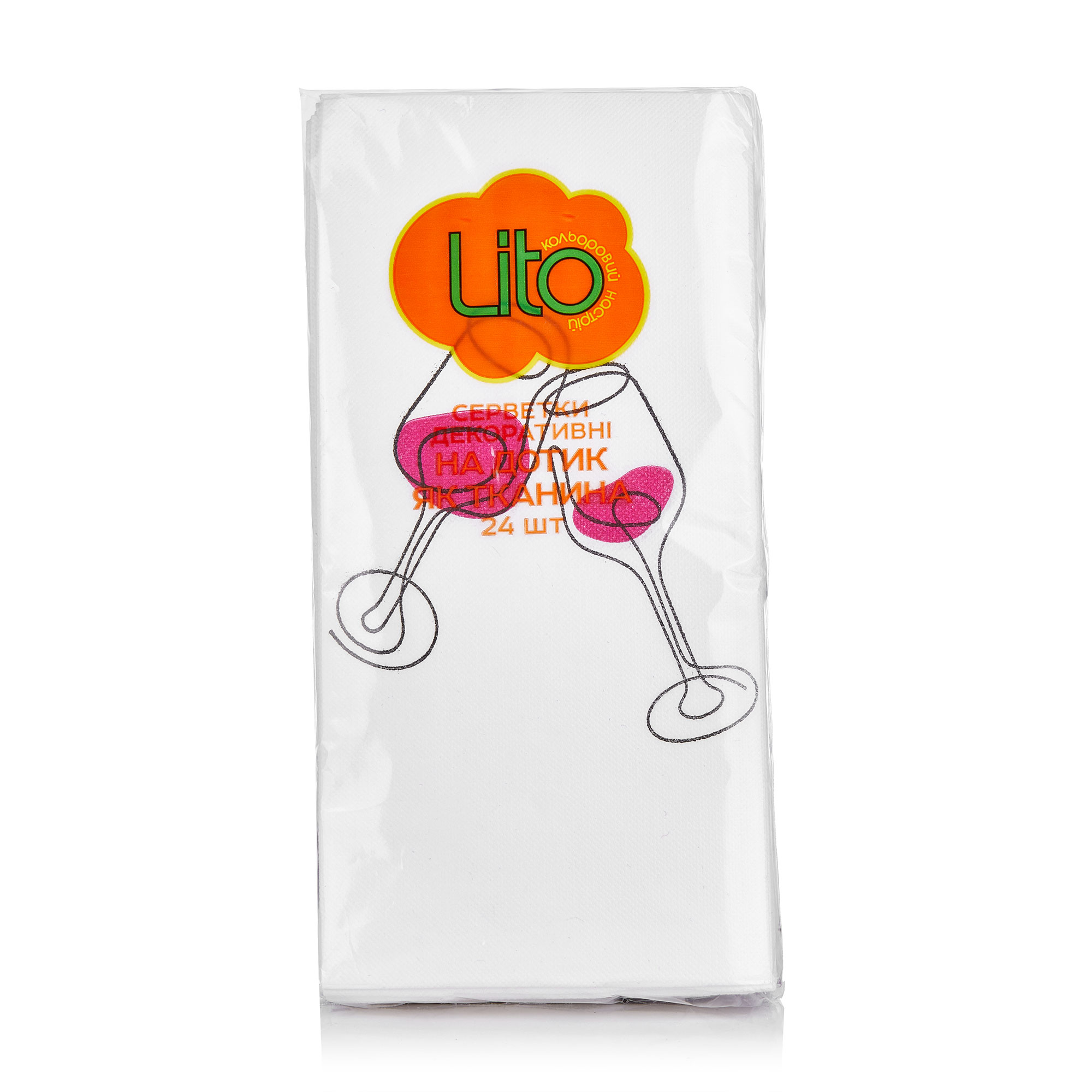 Серветки столові Lito 33*33, 2-шарові, бордо + малюнок, 24 шт