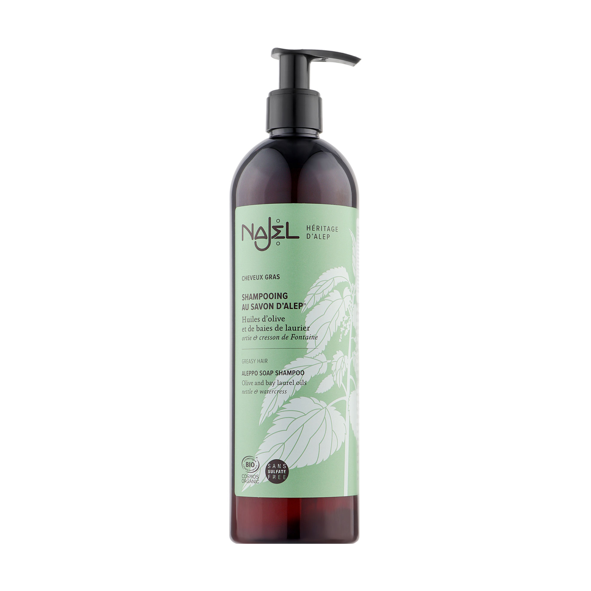 Шампунь 2 в 1 Najel Aleppo Soap Shampoo для жирного волосся, на основі алеппського мила, 500 мл