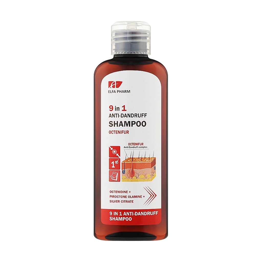 Шампунь 9 в 1 для волосся Elfa Pharm Octenifur 9 In 1 Anti-Dandruff Shampoo проти лупи, 200 мл