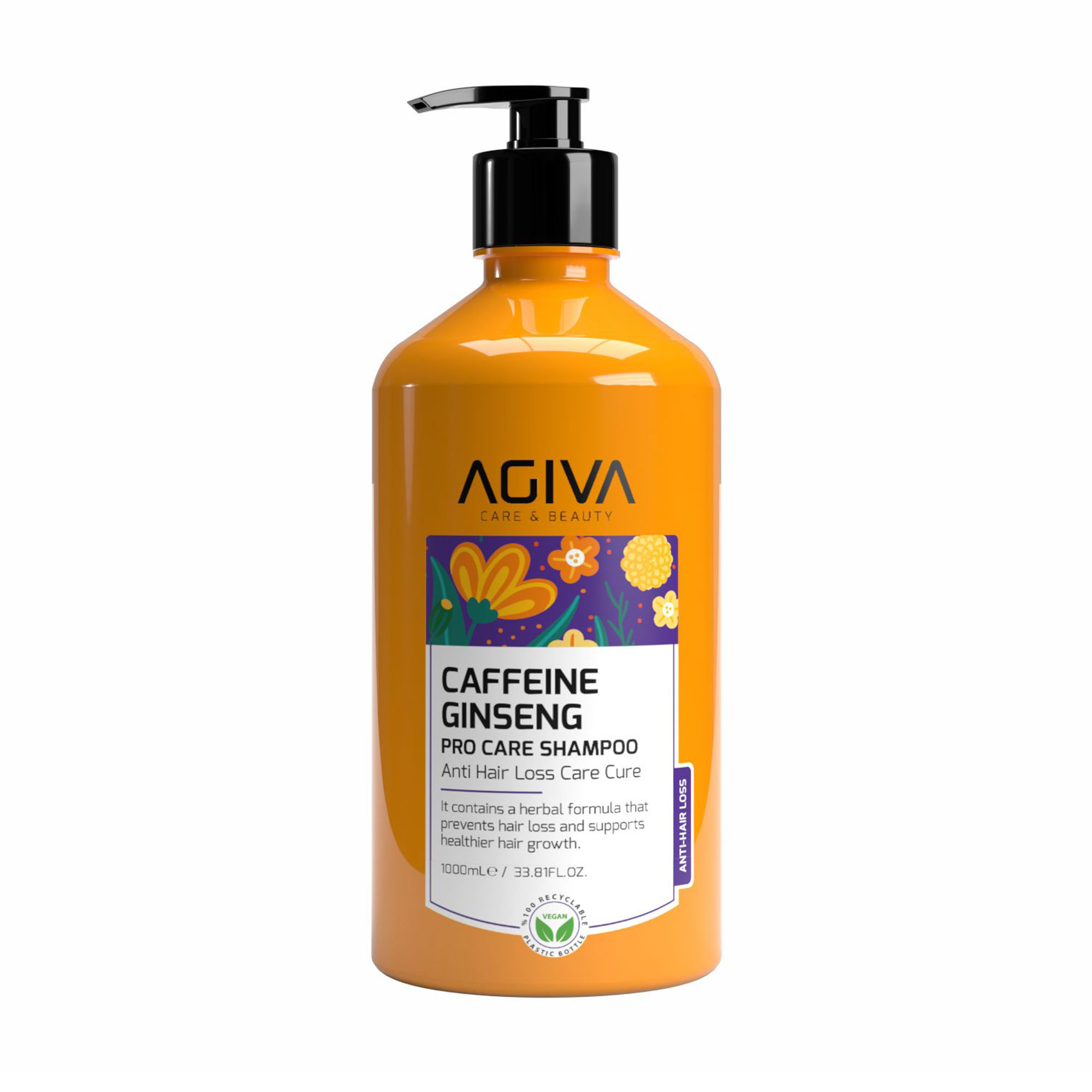 Шампунь Agiva Caffeine Ginseng Pro Care Shampoo проти випадіння волосся, 1 л