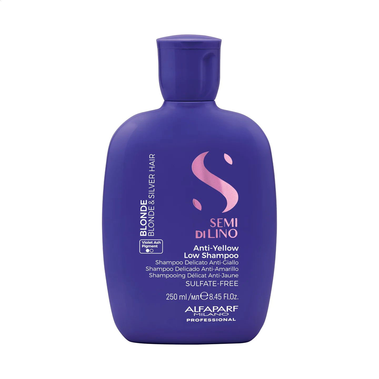 Шампунь Alfaparf Milano Semi Di Lino Blonde Anti-Yellow Low Shampoo для світлого та знебарвленого волосся, 250 мл