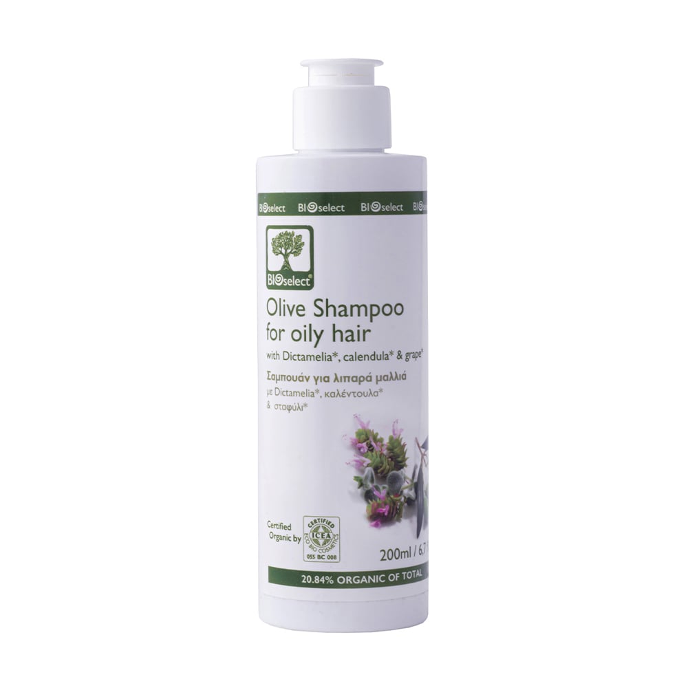 Шампунь BIOselect Olive Shampoo для жирного волосся, з диктамелією, календулой та червоним виноградом, 200 мл