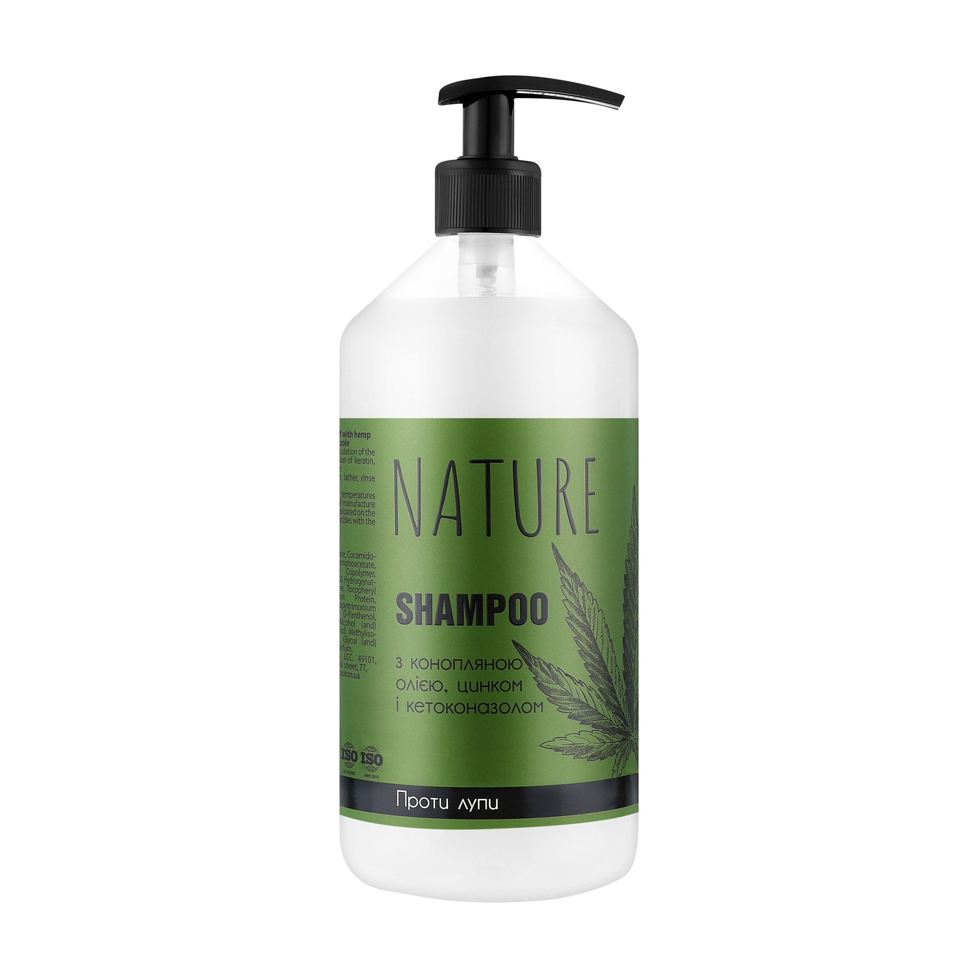 Шампунь Bioton Cosmetics Nature Shampoo проти лупи, з конопляною олією, цинком та кетаконазолом, 900 мл