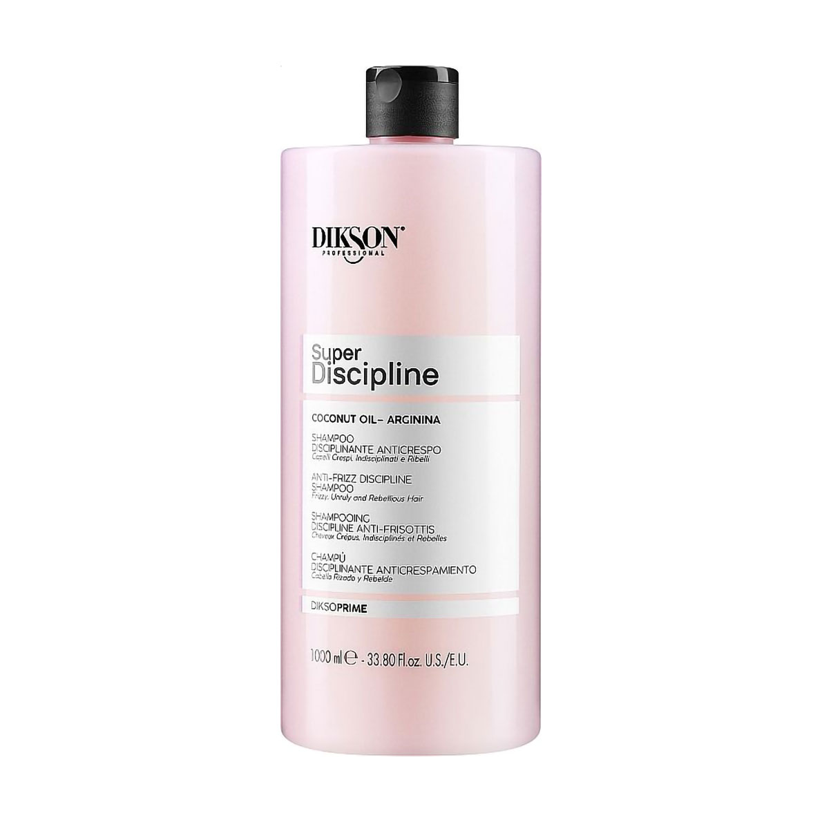 Шампунь Dikson DiksoPrime Super Discipline Shampoo для кучерявого, неслухняного та непокірного волосся, з кокосовою олією та аргініном, 1 л