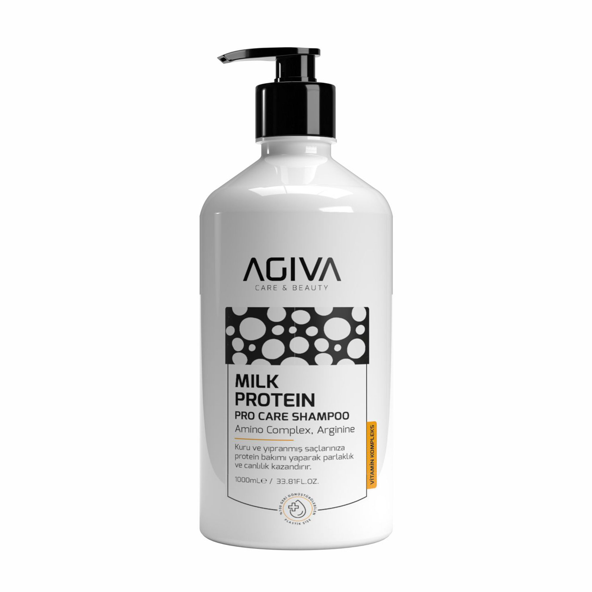 Шампунь для волосся Agiva Milk Protein Pro Care Shampoo з вітаміним комплексом, 1 л