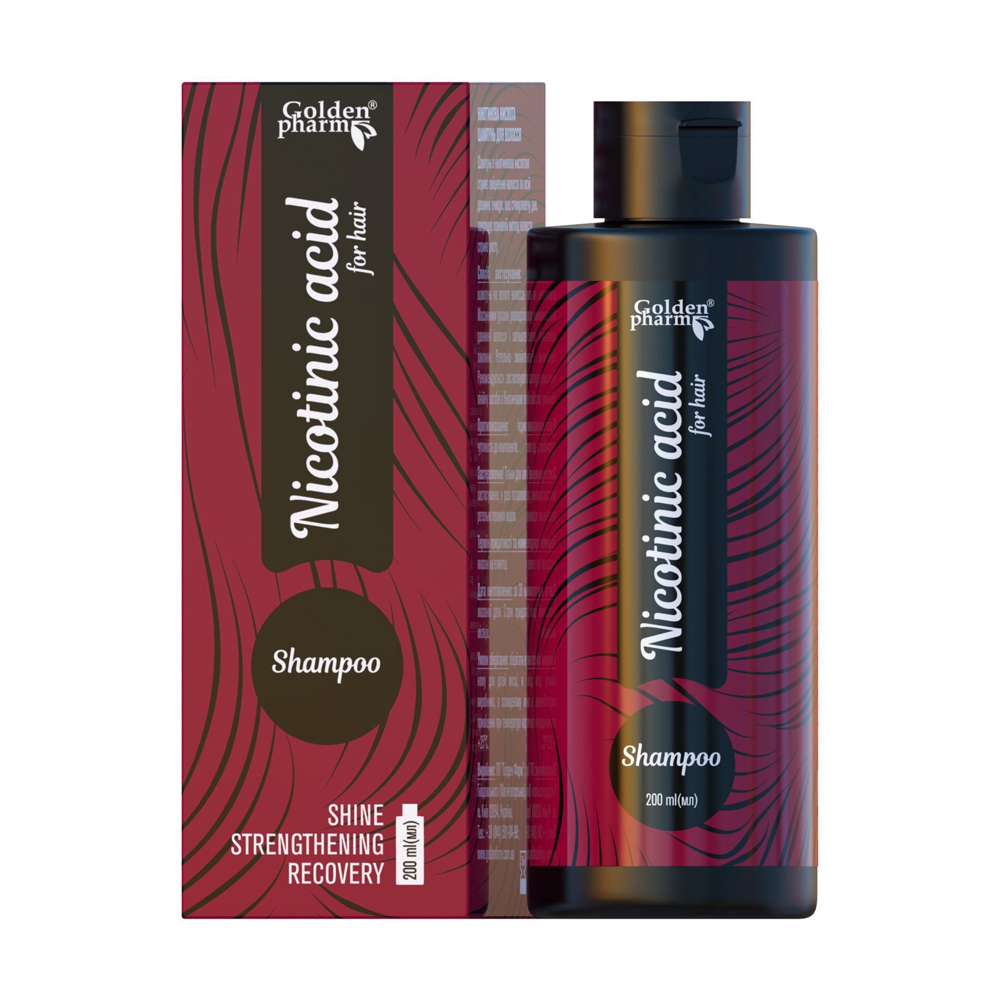 Шампунь для волосся Golden Pharm Nicotinic Acid For Hair Shampoo, 200 мл