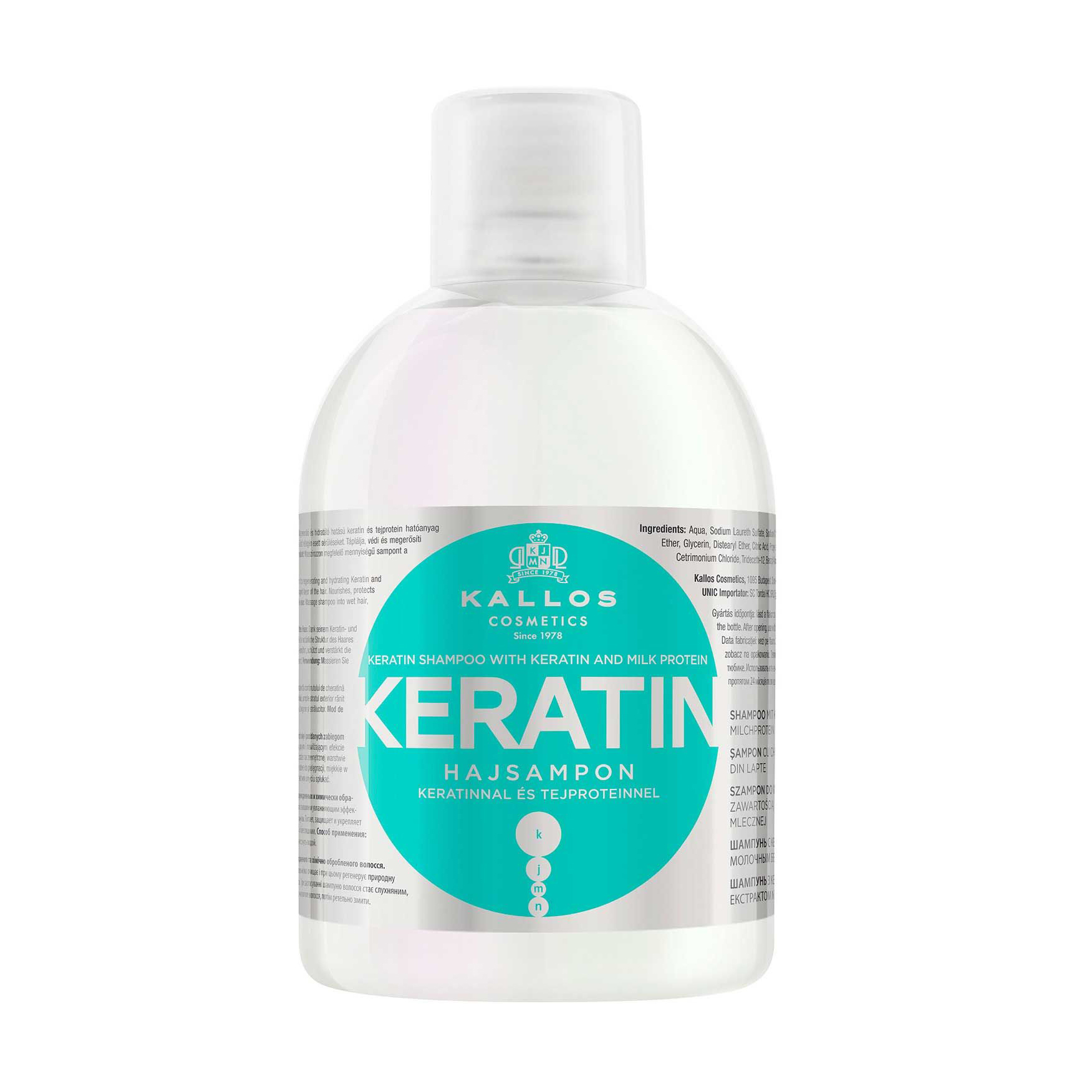 Шампунь для волосся Kallos Cosmetics Keratin Shampoo з кератином і молочним протеїном, 1 л