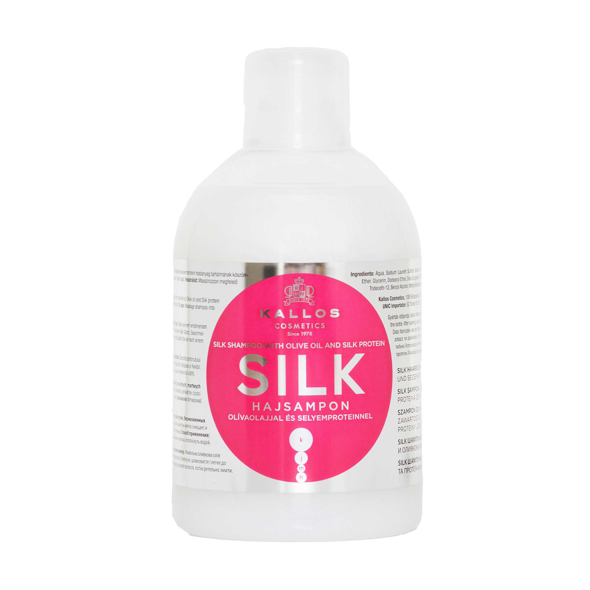 Шампунь для волосся Kallos Cosmetics Silk Shampoo з оливковою олією і протеїнами шовку, 1 л