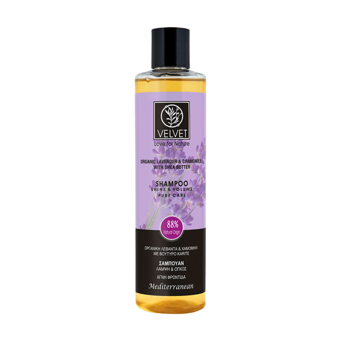 Шампунь для волосся Velvet Love for Nature Organic Lavender &amp; Chamomile Shampoo Блиск та об'єм, 300 мл