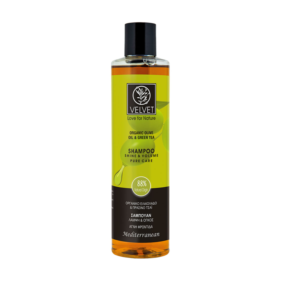 Шампунь для волосся Velvet Love for Nature Organic Olive Oil &amp; Green Tea Shampoo Блиск та об'єм, 300 мл