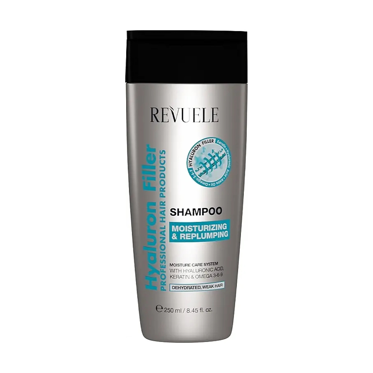 Шампунь-філер Revuele Hyaluron Filler Shampoo Зволоження та відновлення, для зневодненого та ослабленого волосся, 250 мл