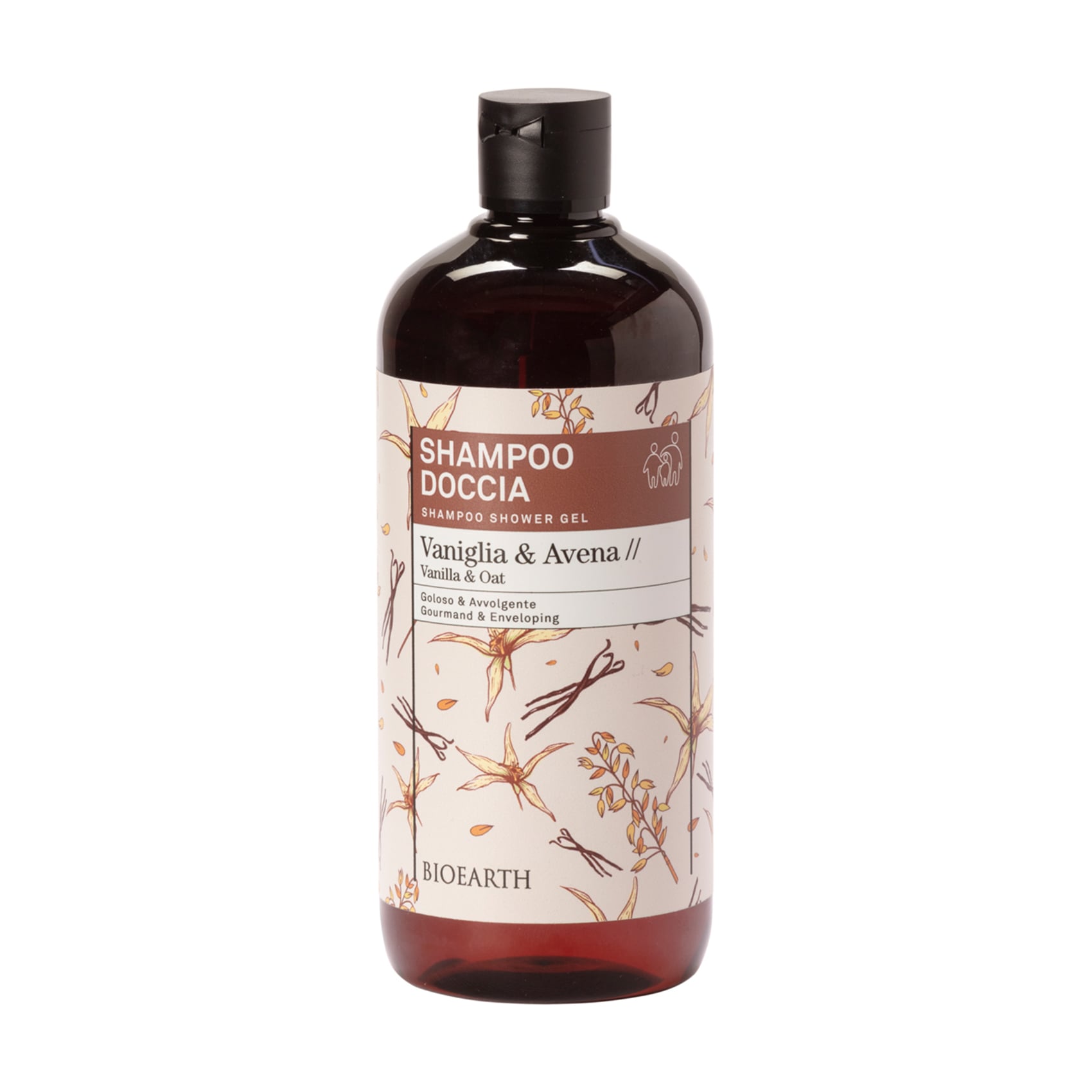 Шампунь-гель для волосся та душу Bioearth Family Shampoo Shower Gel Ваніль та овес, 500 мл