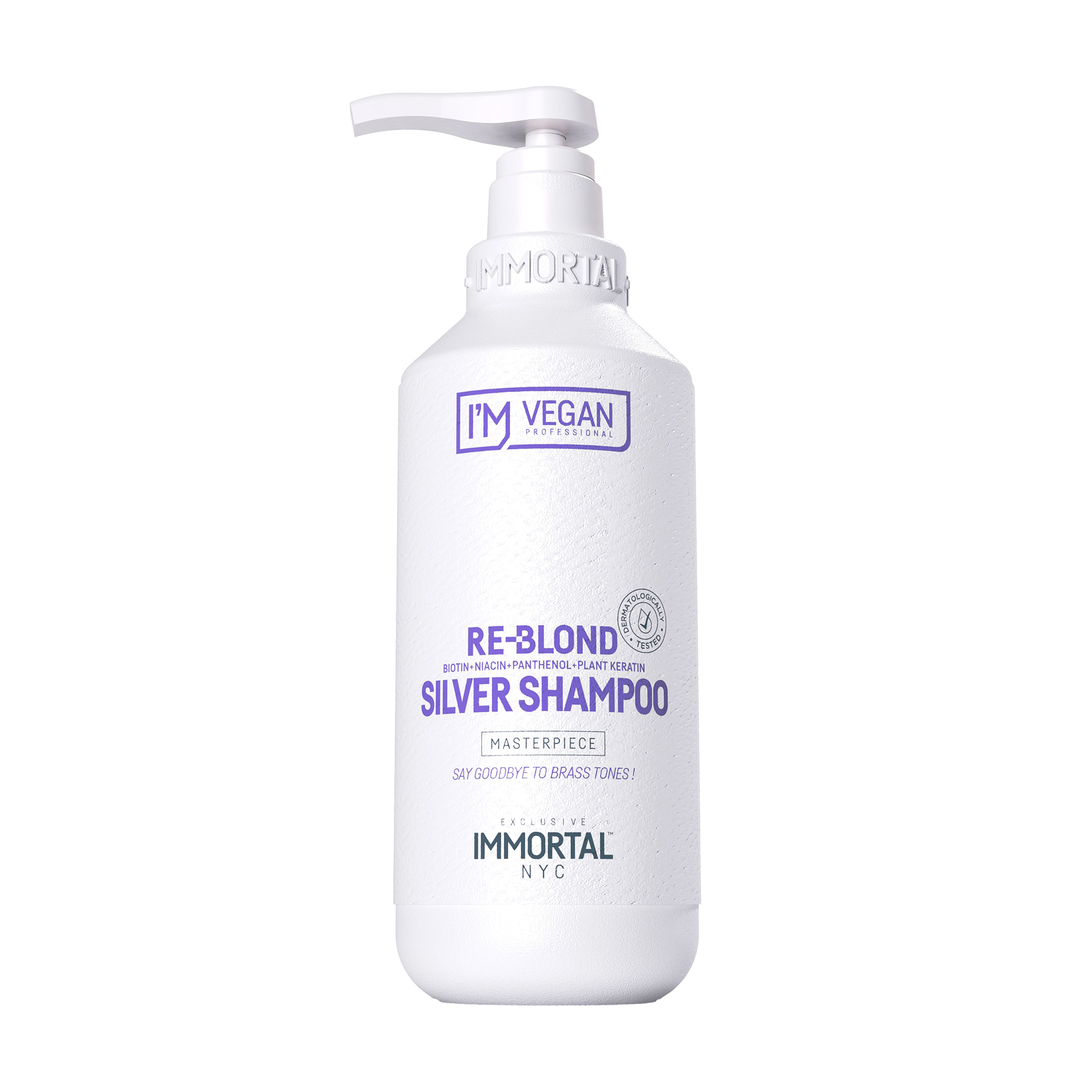 Шампунь Immortal NYC I'm Vegan Re-Bond Silver Shampoo проти небажаної жовтизни волосся, 500 мл