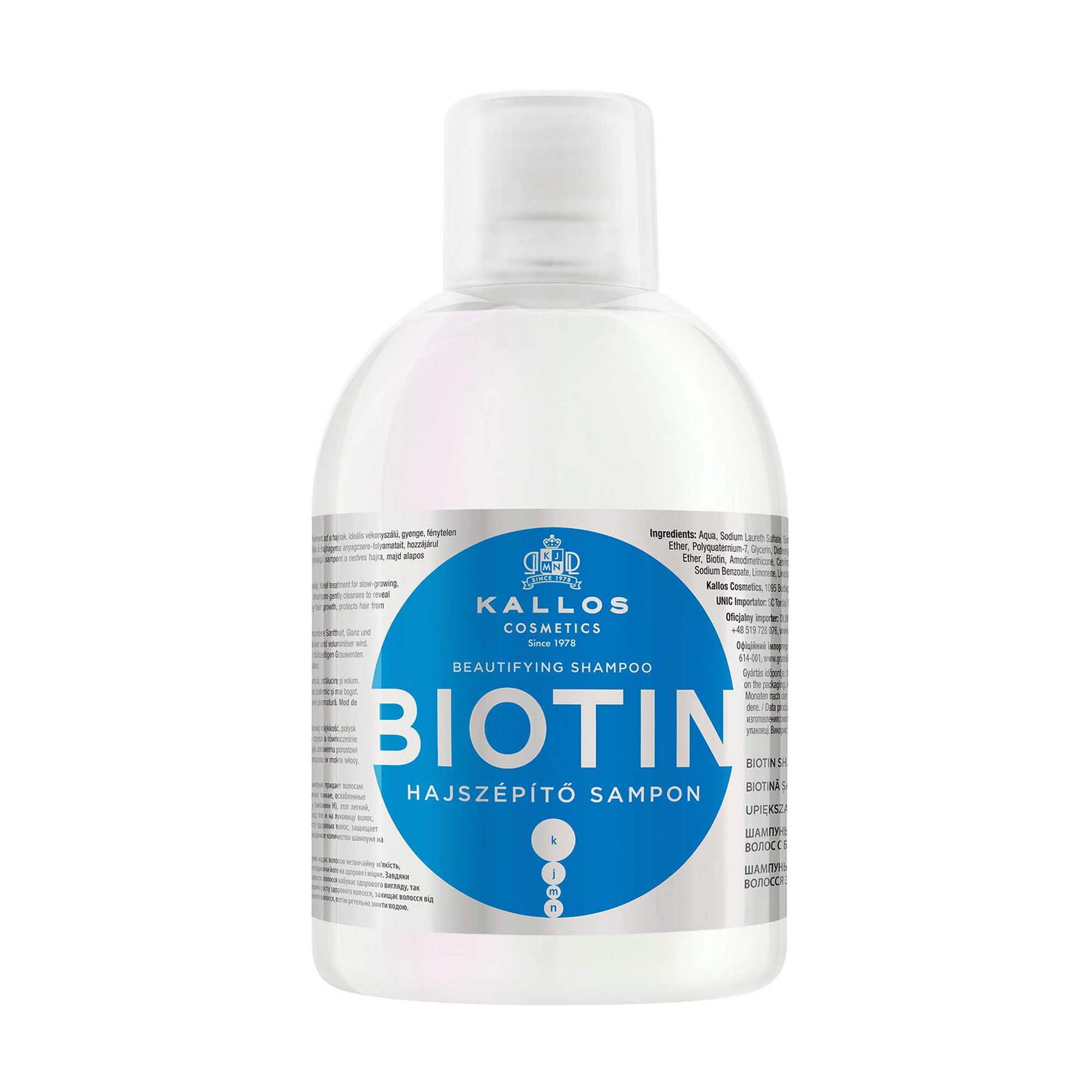 Шампунь Kallos Cosmetics KJMN Biotin Beautifying для росту волосся з біотином, 1 л
