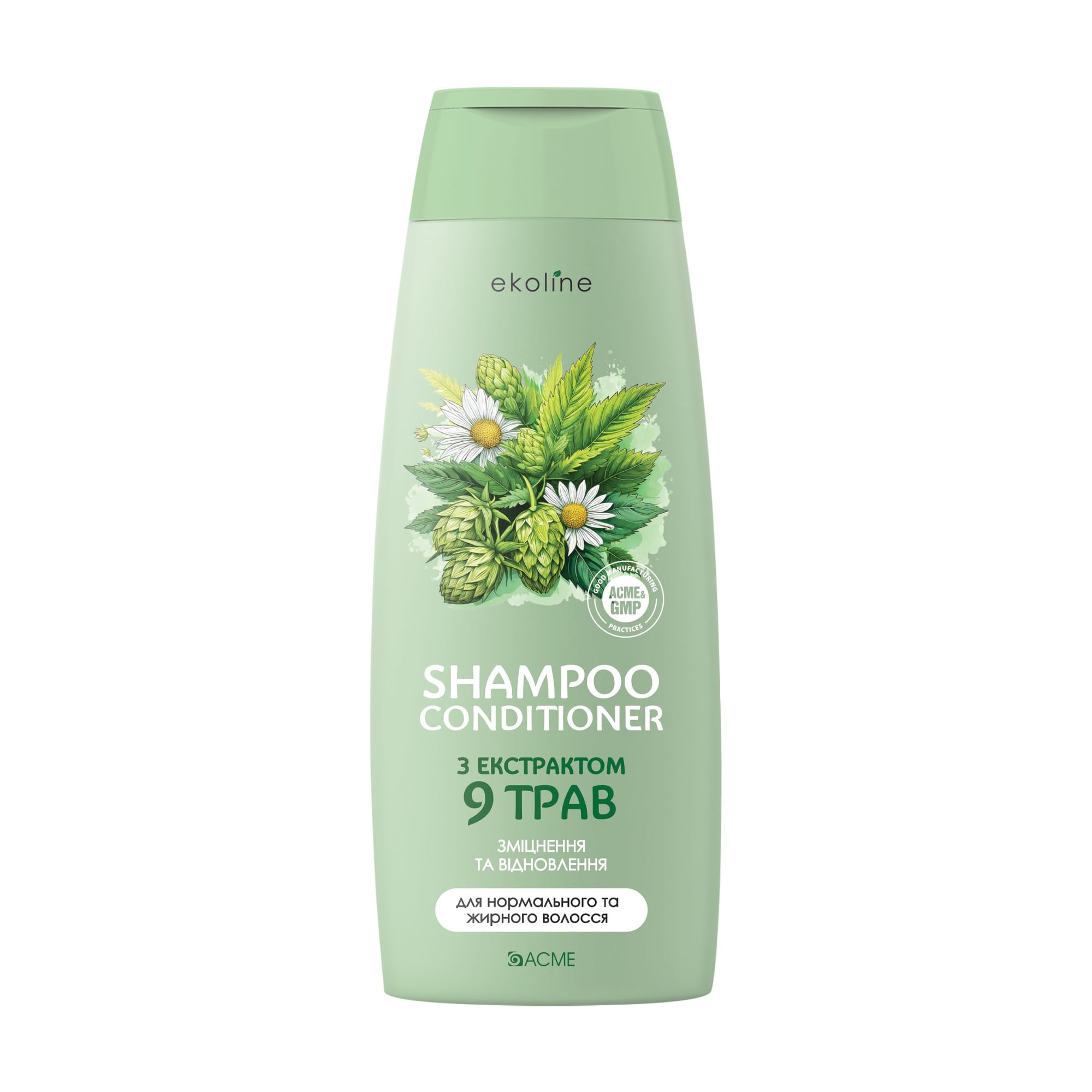 Шампунь-кондиціонер Acme EkoLine Shampoo Conditioner Зміцнення та відновлення, для нормального та жирного волосся, з екстрактом 9 трав, 400 мл