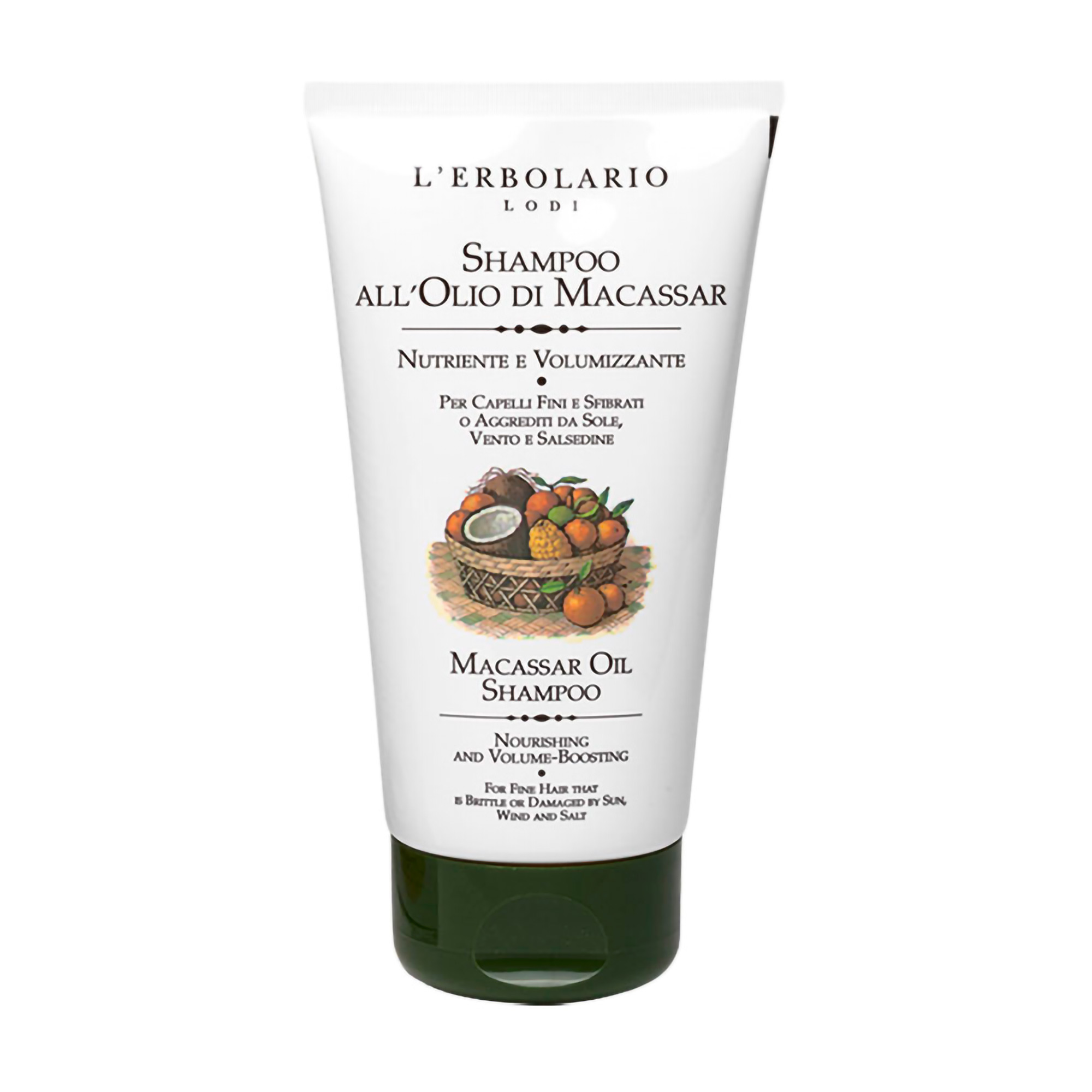 Шампунь L'Erbolario Shampoo All'Olio Di Macassar для тонкого волосся, на основі олії макассар, 150 мл