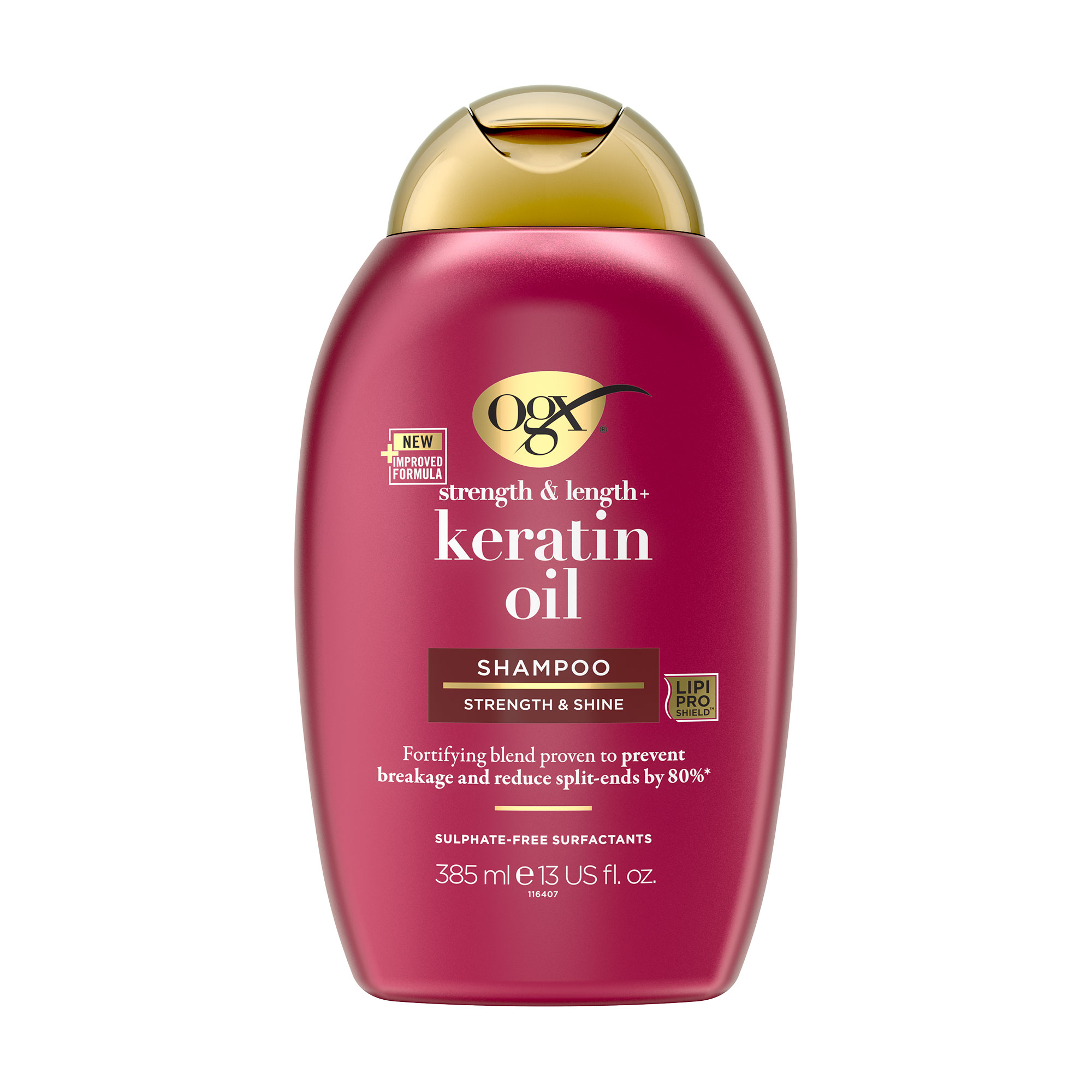 Шампунь проти ламкості волосся OGX Anti-Breakage + Keratin Oil Shampoo з кератиновою олією, 385 мл