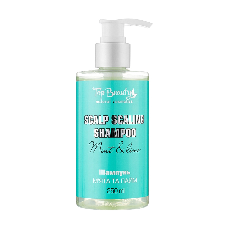 Шампунь Top Beauty Scalp Scaling Shampoo для глибокого очищення шкіри голови, з м'ятою та лаймом, 250 мл