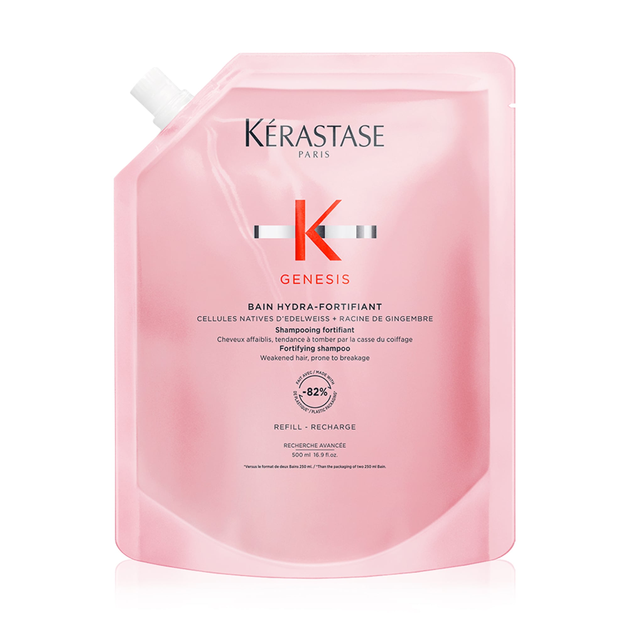Шампунь-ванна Kerastase Genesis Hydra-Fortifiant Shampoo Refill для волосся схильного до випадіння через пошкодження, 500 мл (рефіл)