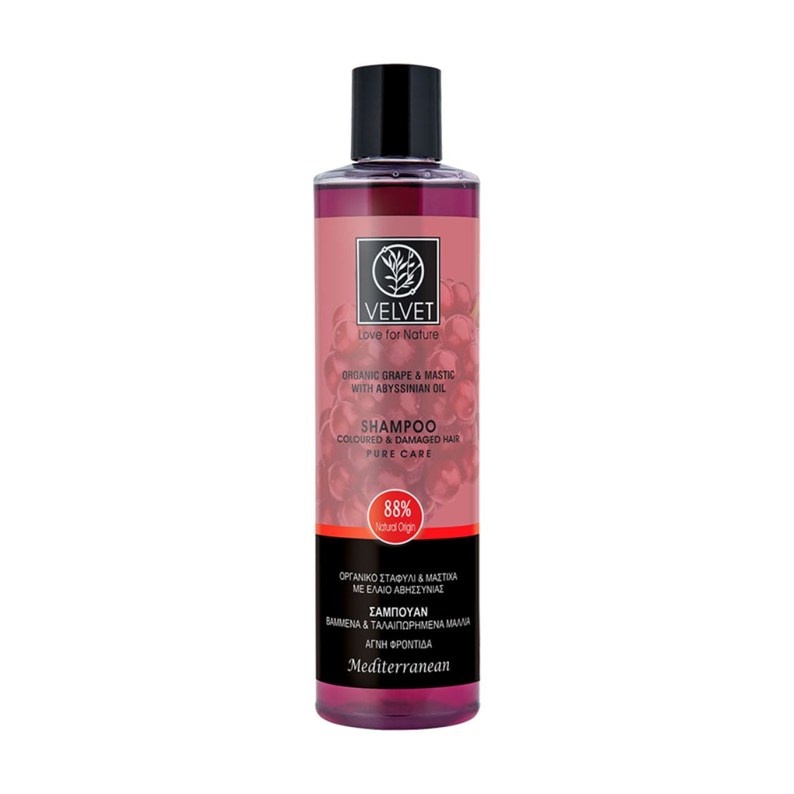Шампунь Velvet Love for Nature Organic Grape &amp; Mastic Shampoo для фарбованого та пошкодженого волосся, 300 мл