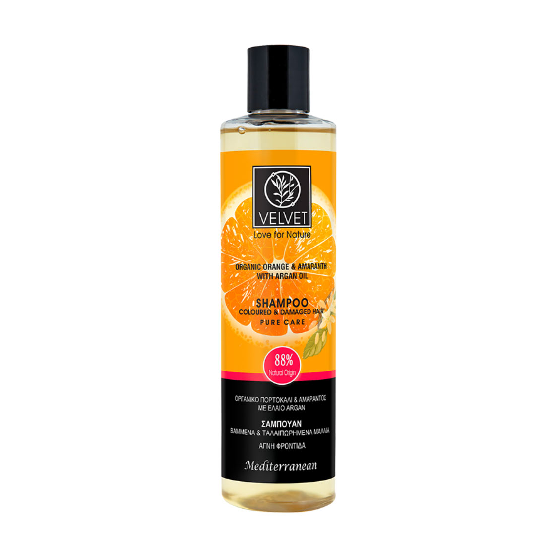 Шампунь Velvet Love for Nature Organic Orange &amp; Amaranth Shampoo для фарбованого та пошкодженого волосся, 300 мл