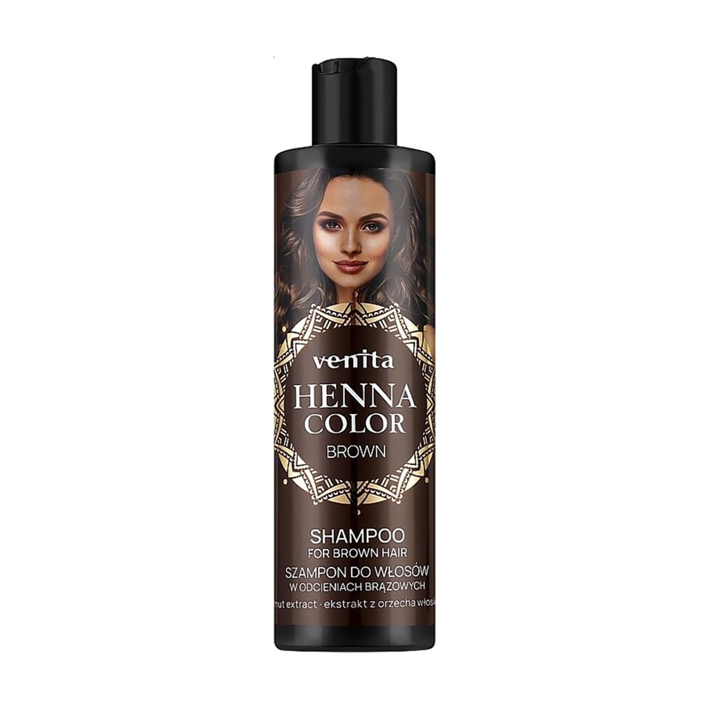 Шампунь Venita Henna Color Brown Shampoo для темного волосся, з екстрактом волоського горіха, 300 мл