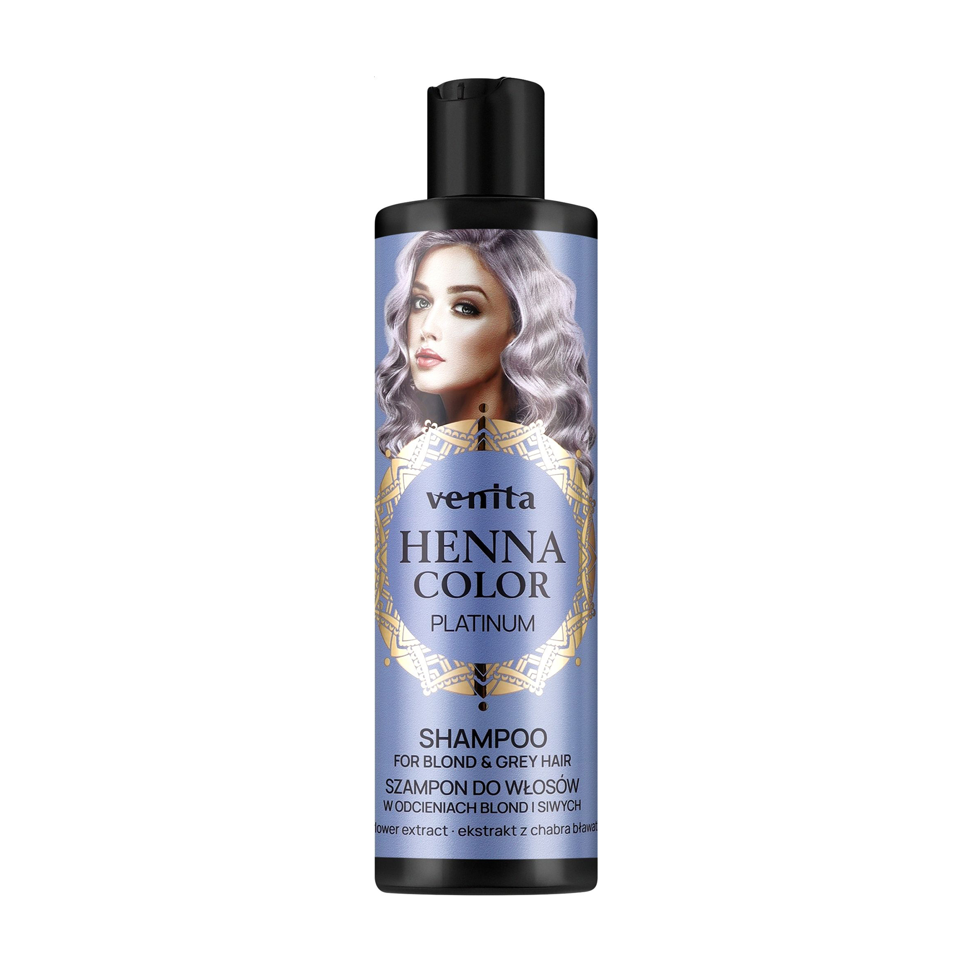 Шампунь Venita Henna Color Platinum Shampoo для світлого та сивого волосся, з екстрактом волошки, 300 мл