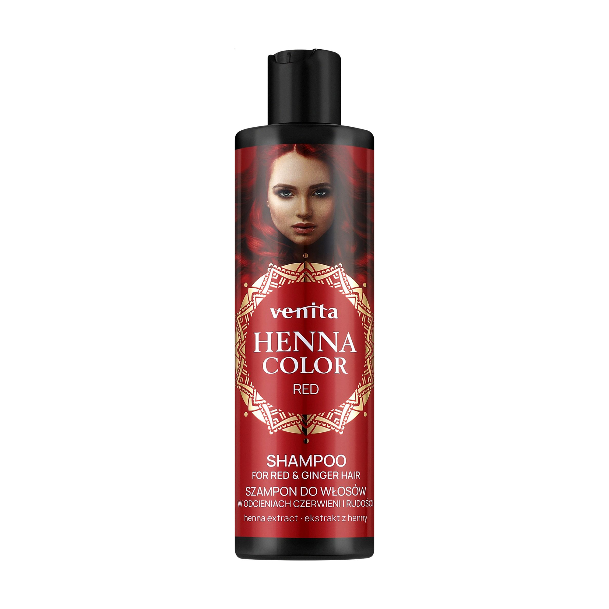 Шампунь Venita Henna Color Red Shampoo для червоного та рудого волосся, з екстрактом хни, 300 мл