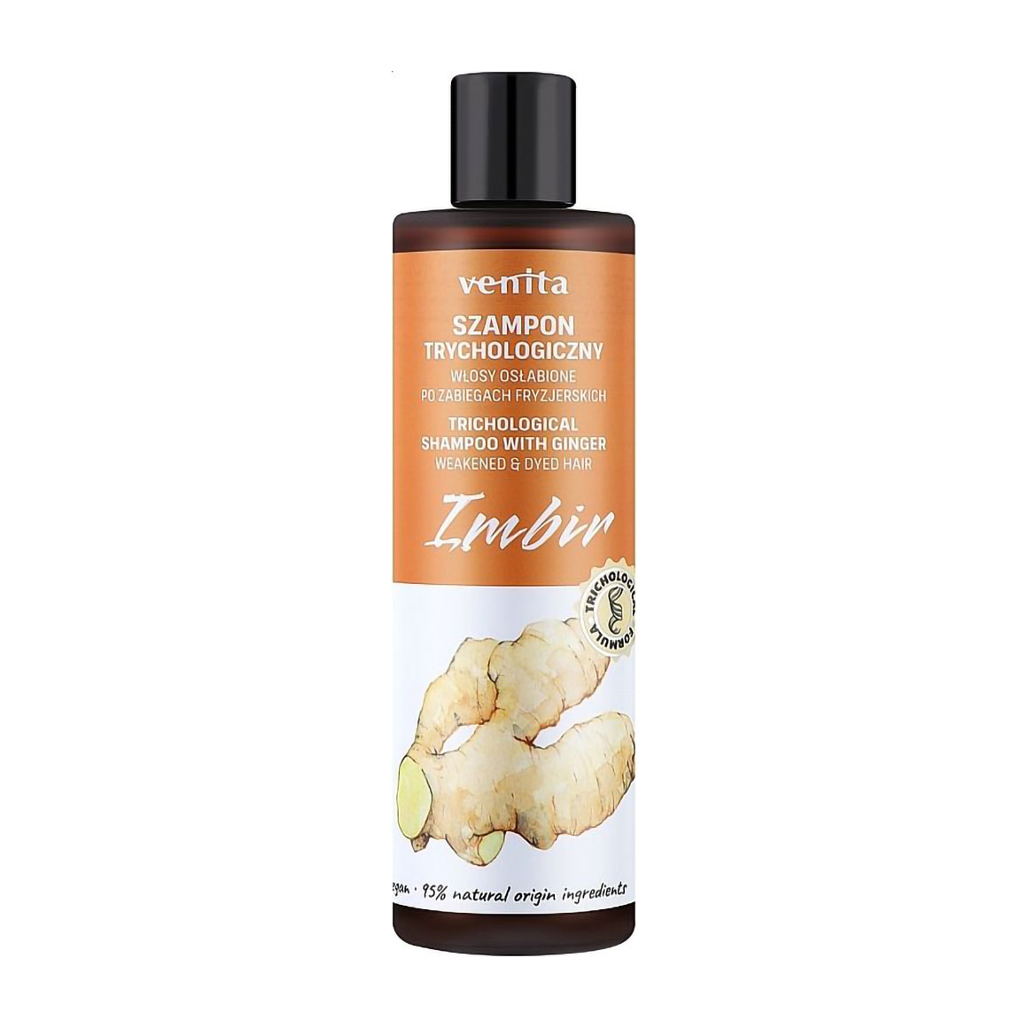 Шампунь Venita Trichological Shampoo для ослабленого фарбованого волосся, з екстрактом імбиру, 300 мл
