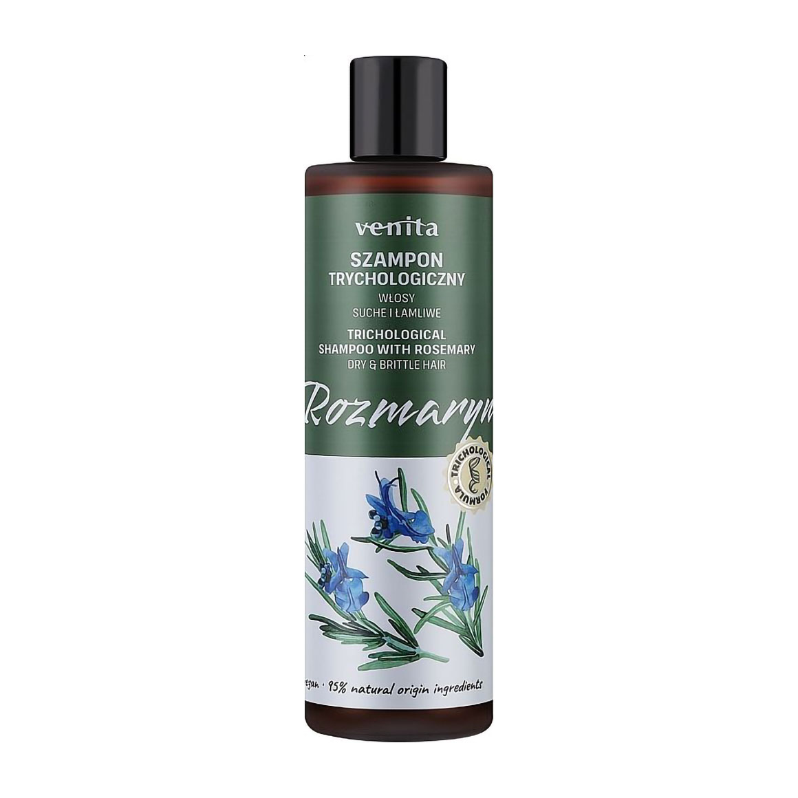 Шампунь Venita Trichological Shampoo для сухого та ламкого волосся, з екстрактом розмарину, 300 мл