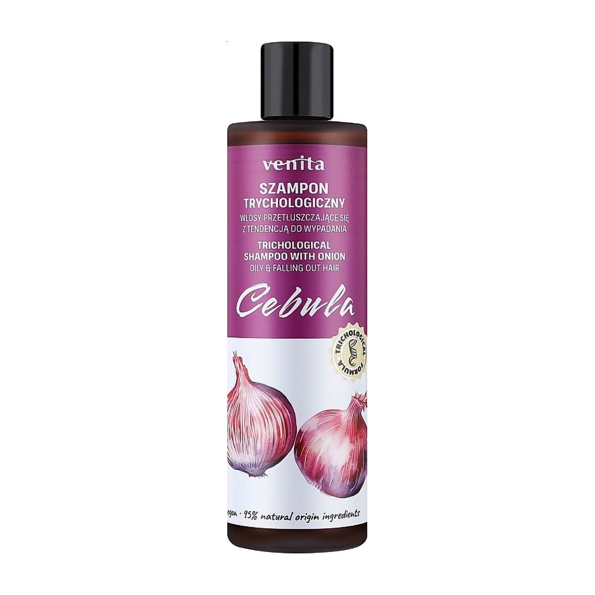 Шампунь Venita Trichological Shampoo для жирного волосся схильного до випадіння, з екстрактом цибулі, 300 мл