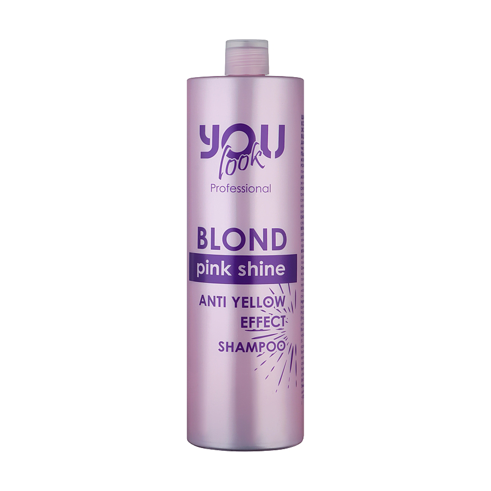 Шампунь You look Professional Blond Pink Shine Anti Yellow Effect Shampoo для нейтралізації жовто-помаранчевих відтінків, 1 л