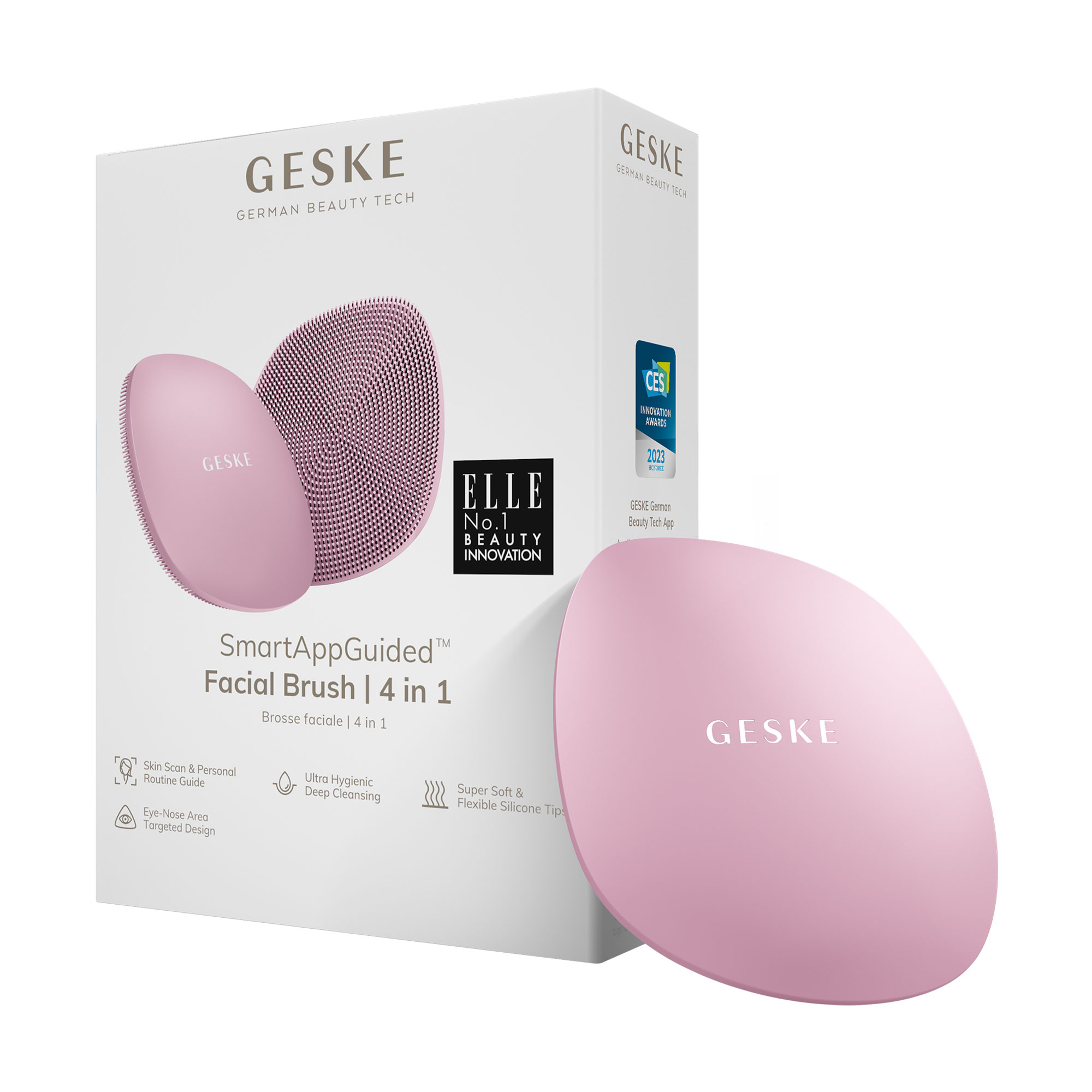 Щітка для очищення обличчя 4 в 1 Geske Facial Brush, рожева