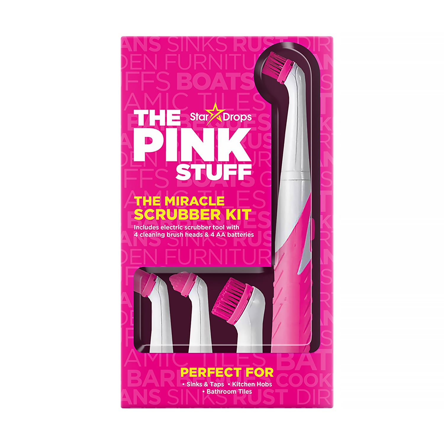 Щітка для прибирання The Pink Stuff The Miracle Scrubber Kit, 4 насадки