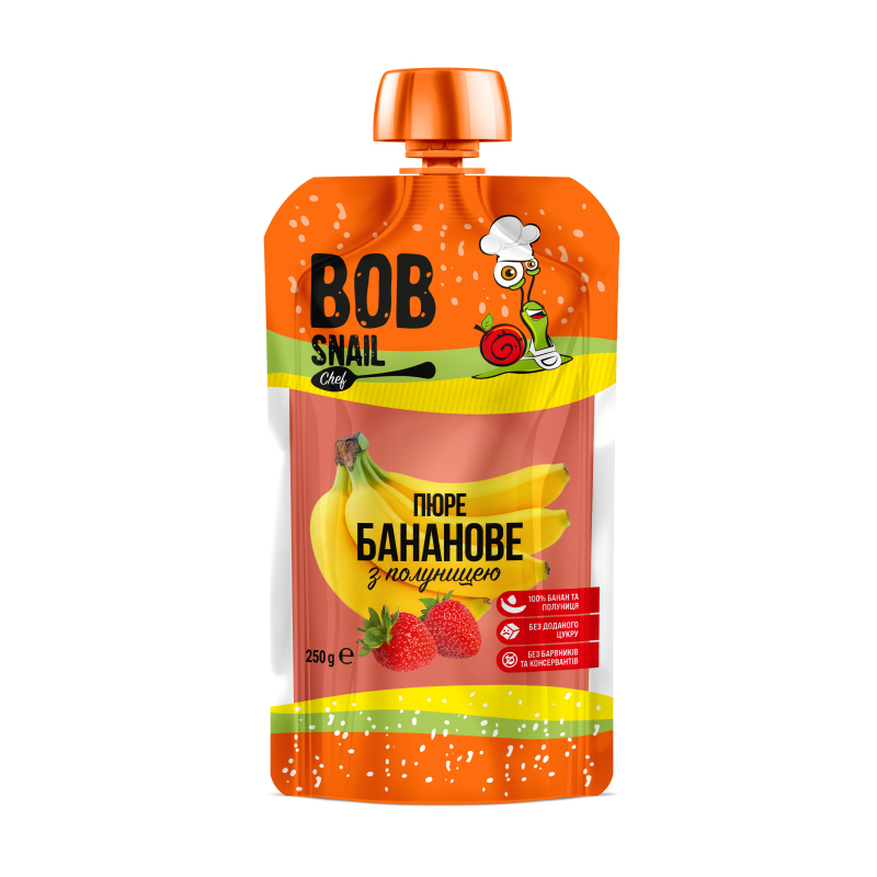 Шеф-пюре фруктове Bob Snail Бананове з полуницею, 250 г