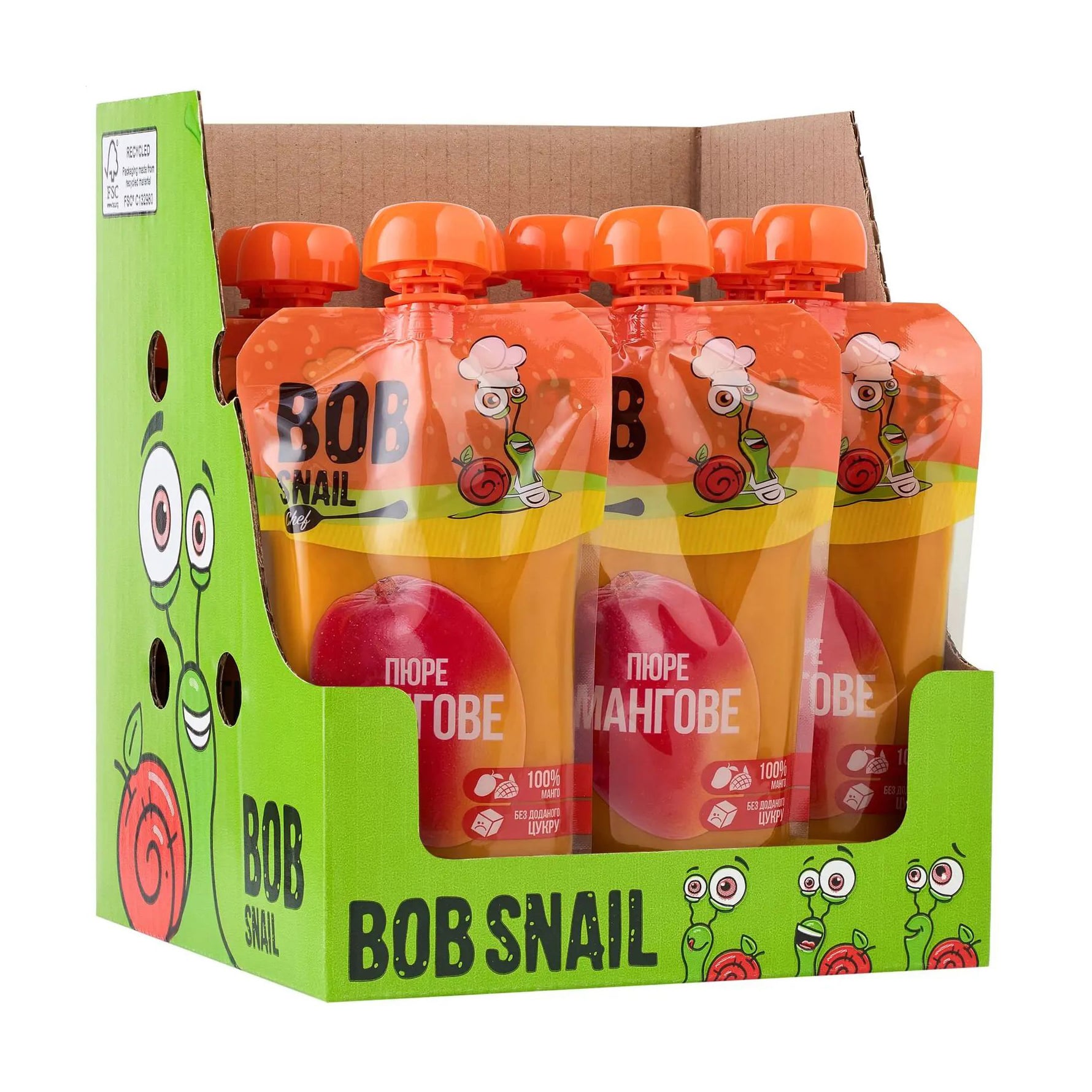 Шеф-пюре фруктове Bob Snail Мангове, 10*250 г
