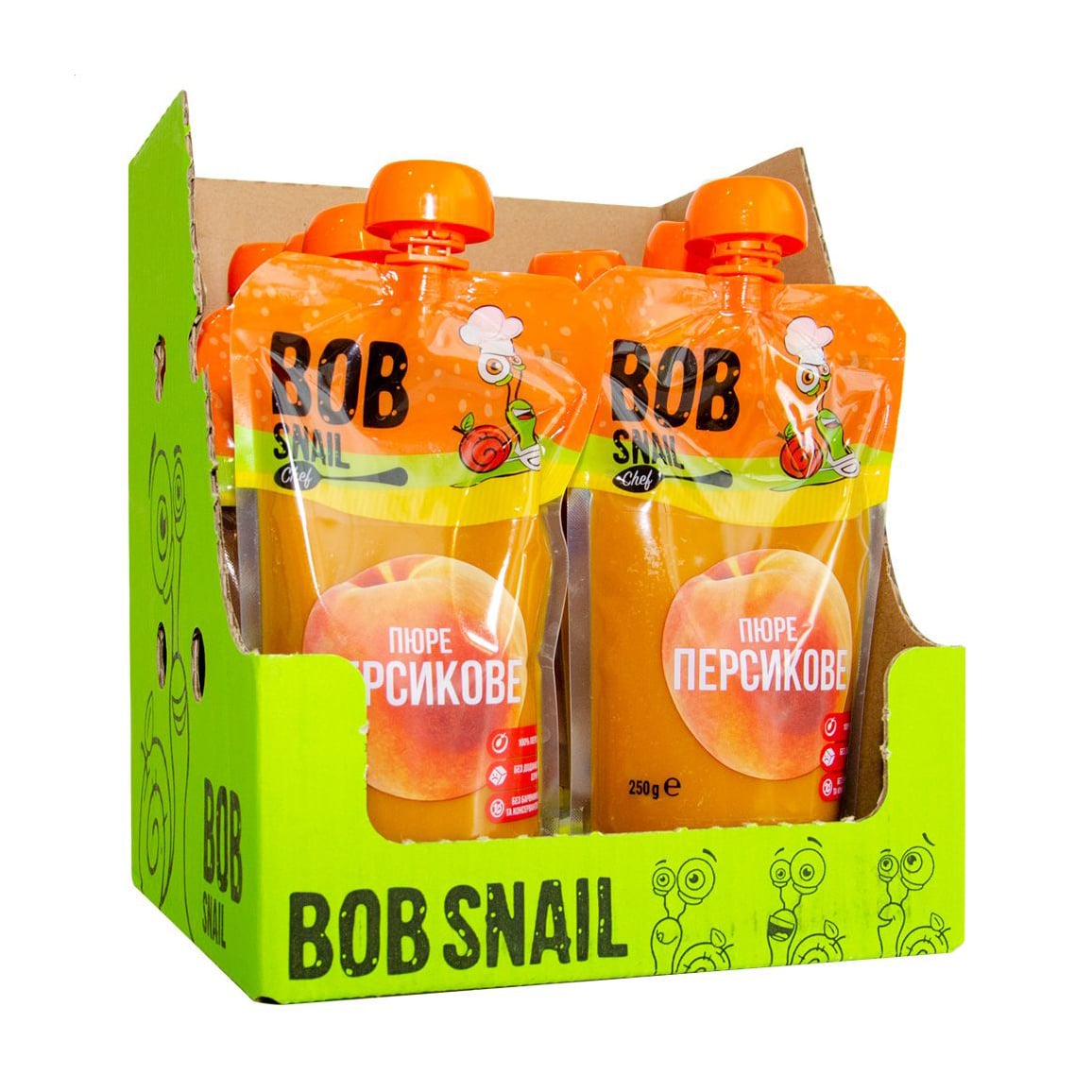 Шеф-пюре фруктове Bob Snail Персик, 10*250 г