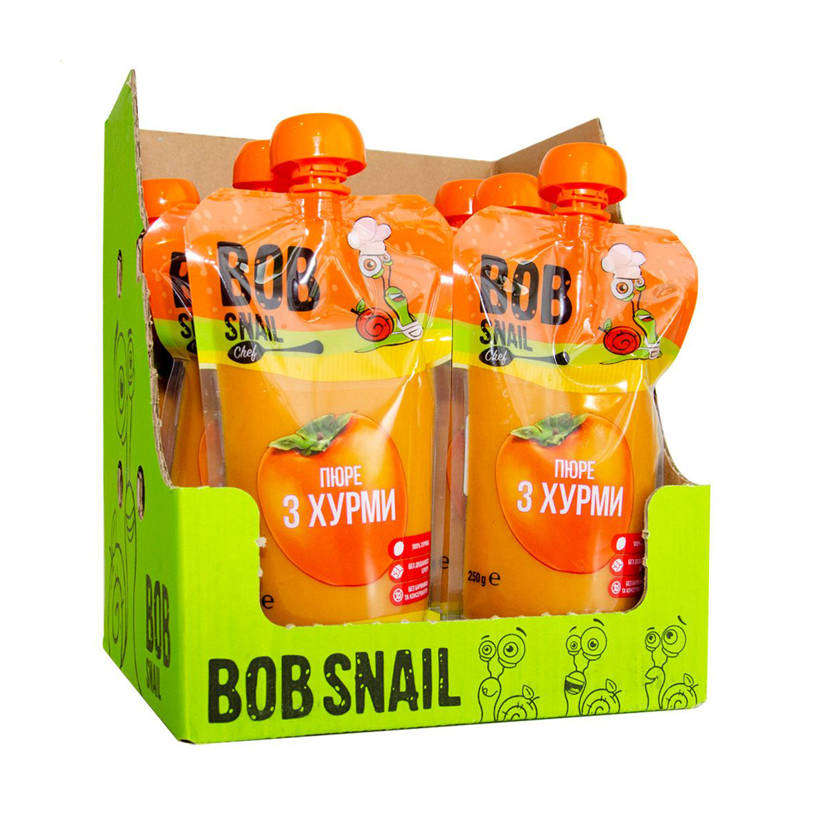 Шеф-пюре фруктове Bob Snail з хурми (сорт Шарон), 10*250 г