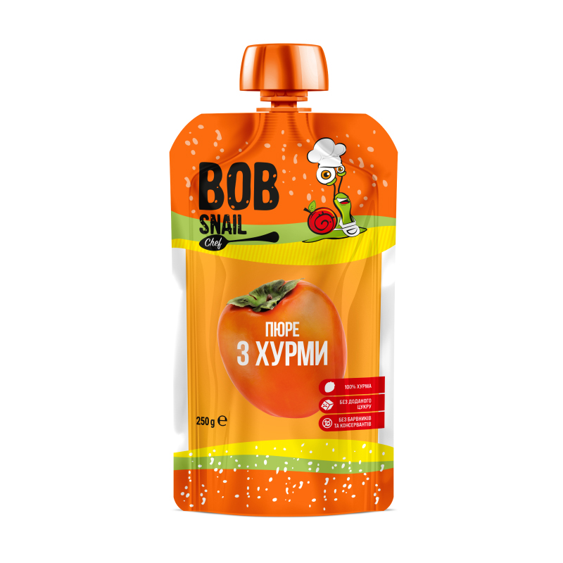 Шеф-пюре фруктове Bob Snail з хурми (сорт Шарон), 250 г
