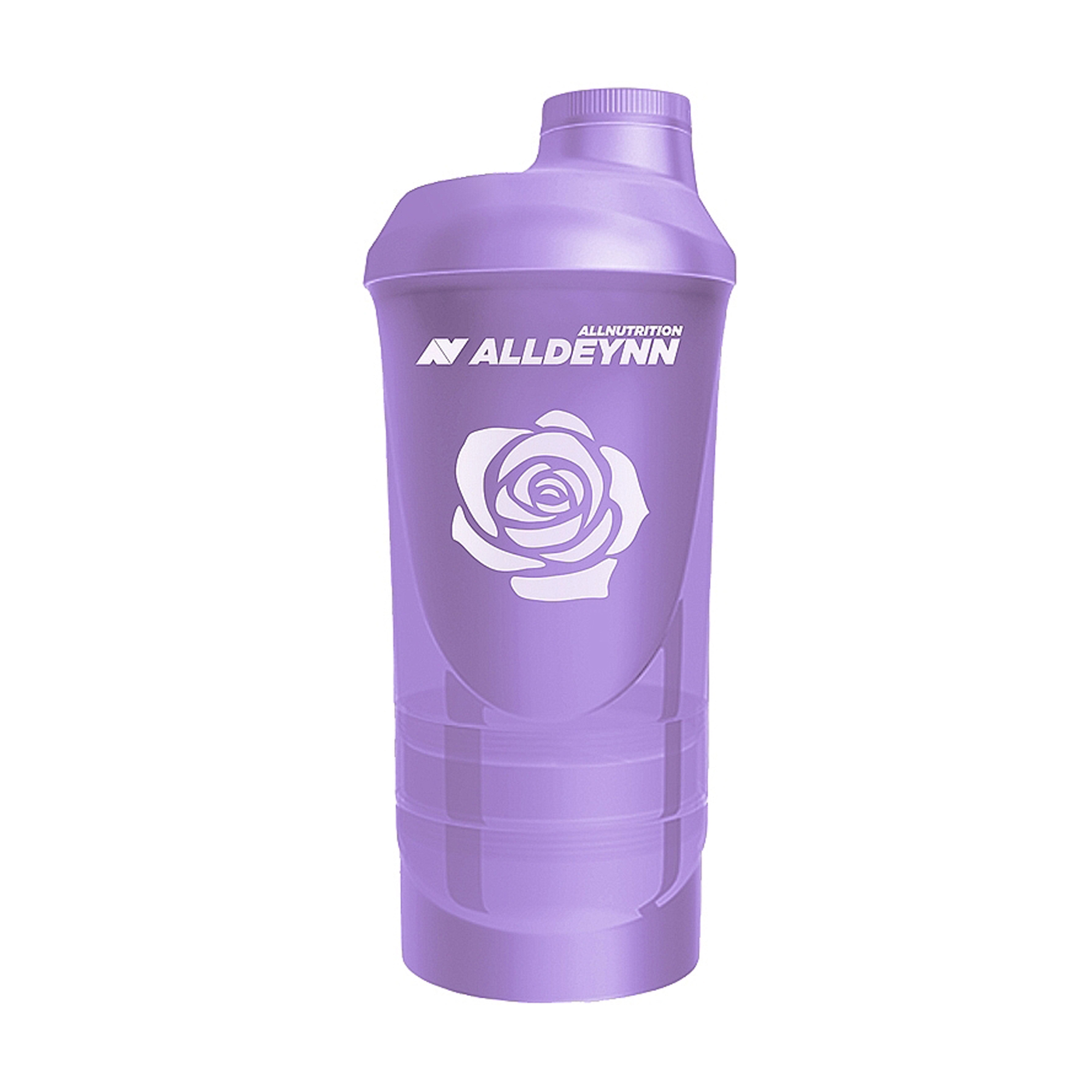 Шейкер AllNutrition AllDeynn Shaker з трьома відділеннями, фіолетовий, 600 мл + 350 мл