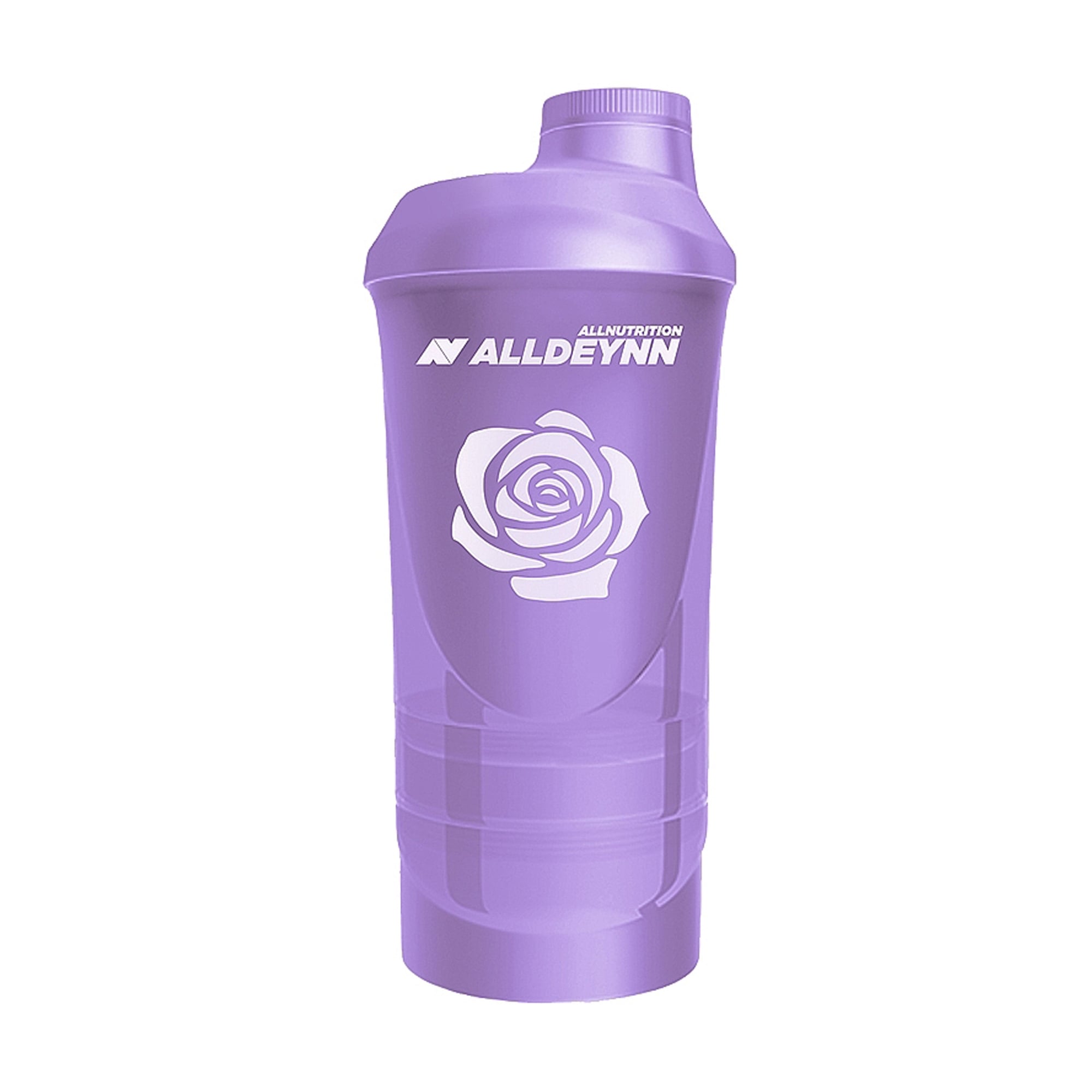 Шейкер AllNutrition AllDeynn Shakerr з трьома відділеннями, фіолетовий, 600 мл + 350 мл