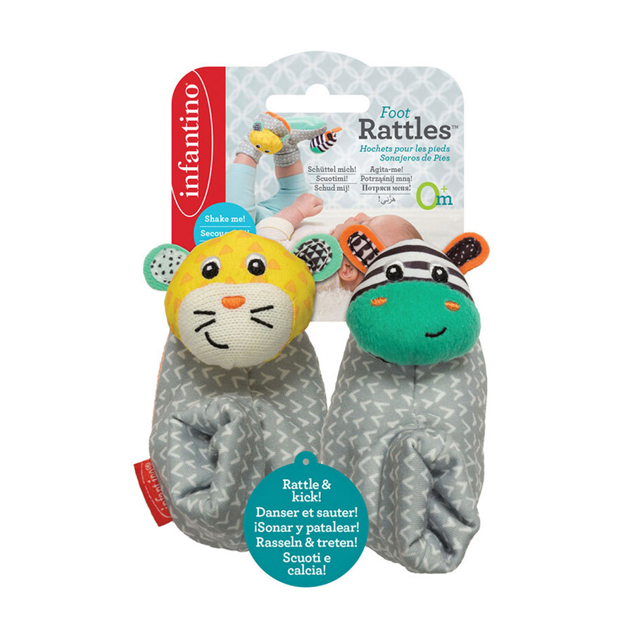 Шкарпетки-брязкальця Infantino Зебра та тигр, 14*6*20 см, від народження (206893I)