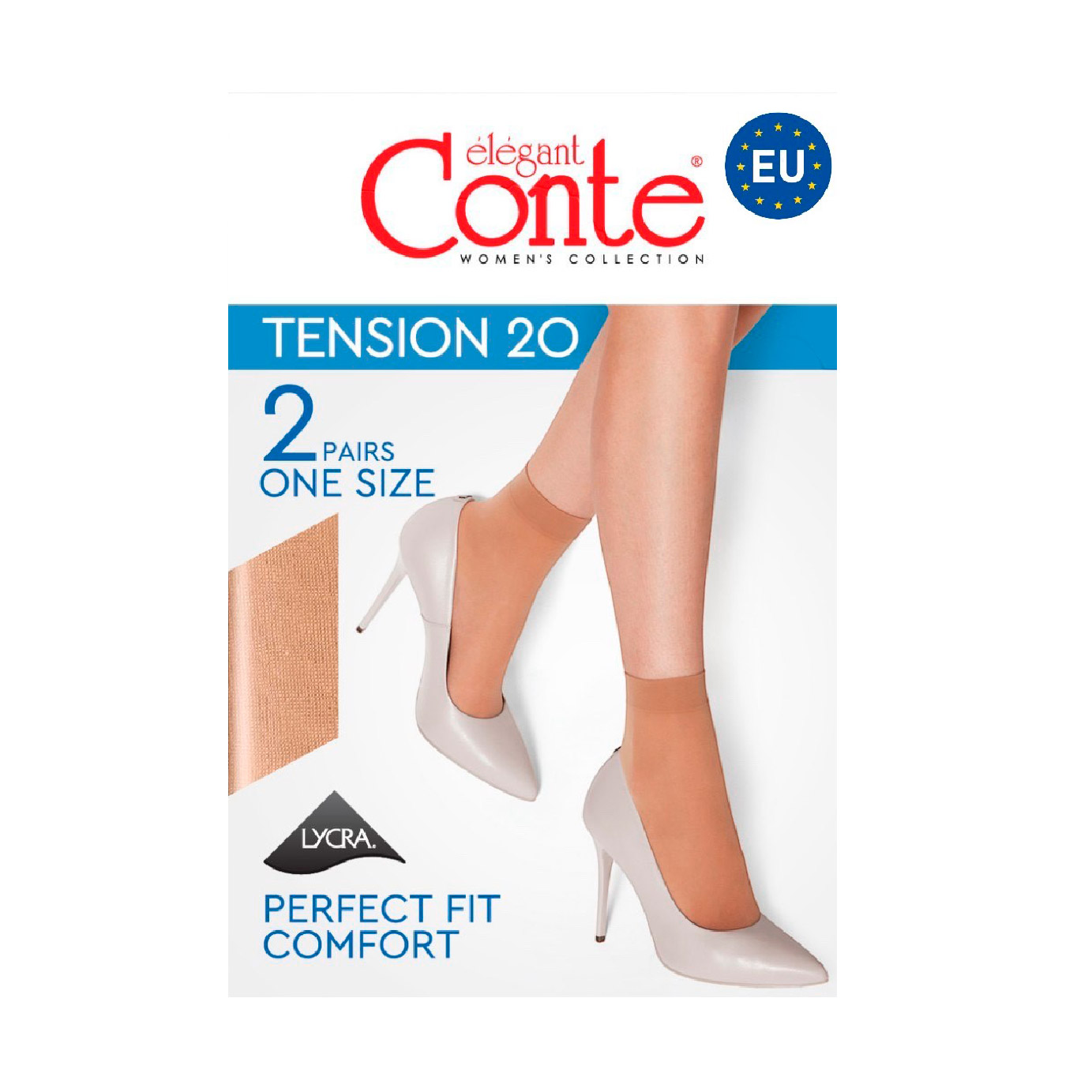 Шкарпетки жіночі фантазійні Conte elegant Tension 20 DEN, Nero, розмір 23-25, 2 пари