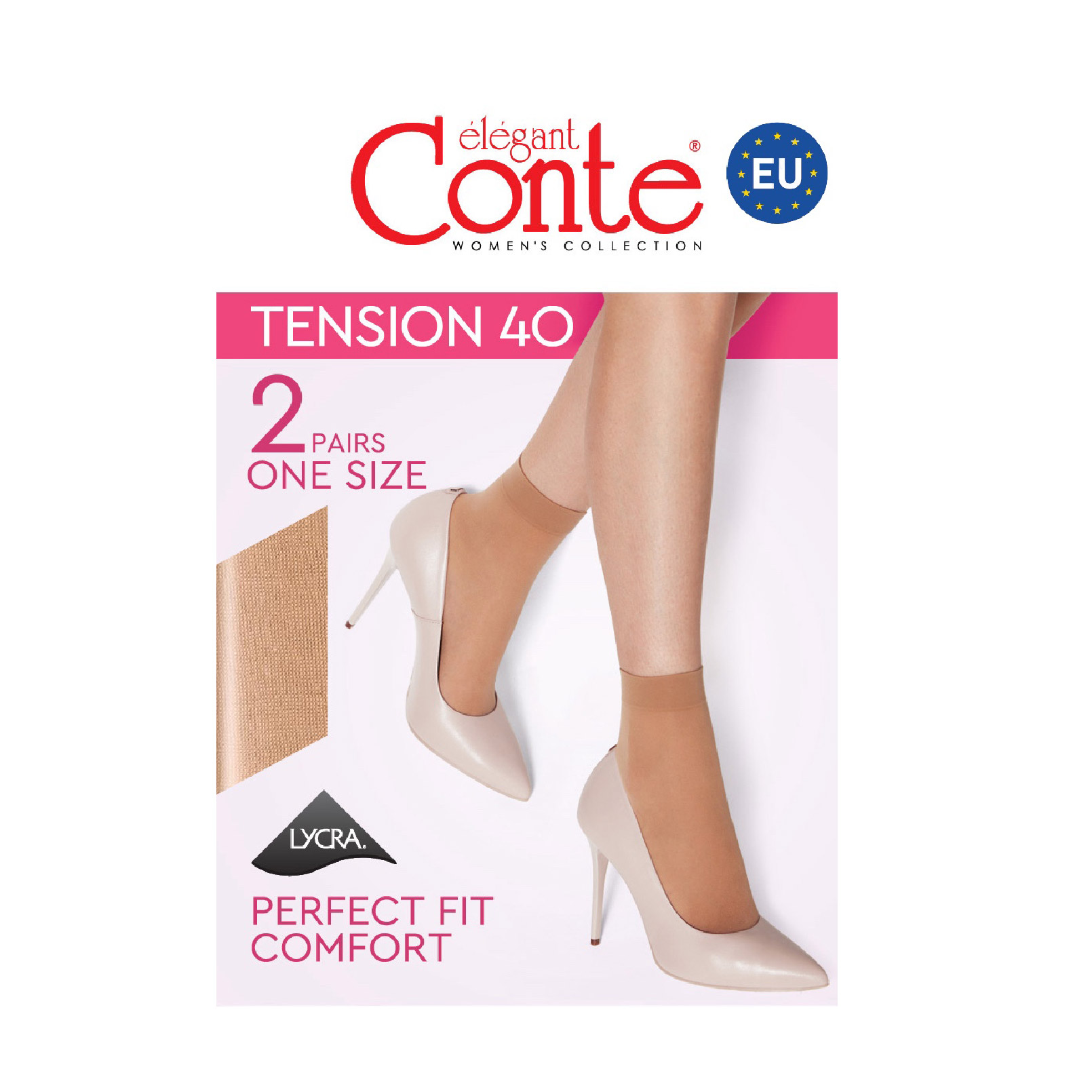 Шкарпетки жіночі фантазійні Conte elegant Tension 40 DEN, Natural, розмір 23-25, 2 пари