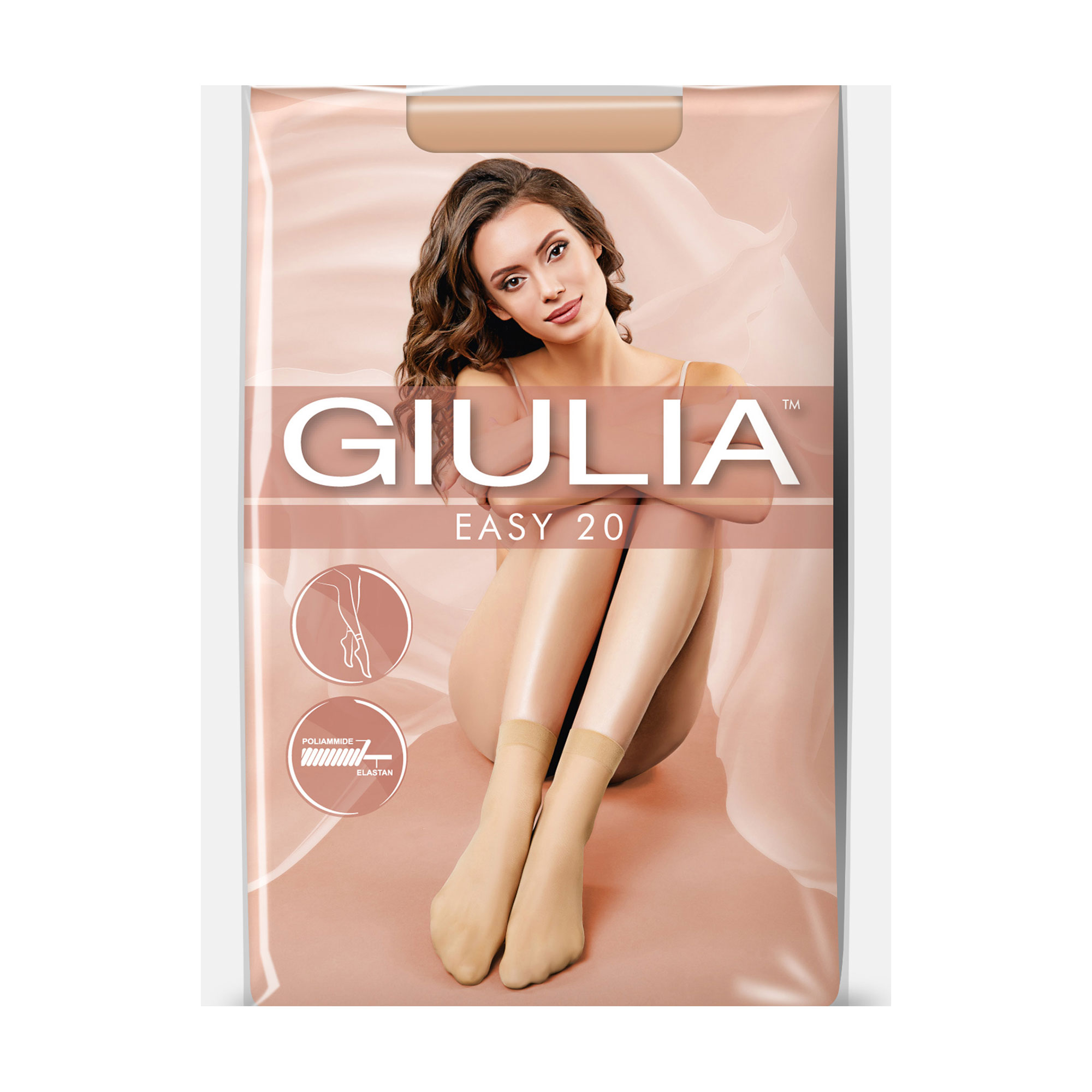 Шкарпетки жіночі Giulia Easy Top Comfort, 20 DEN, Visone, 2 пари