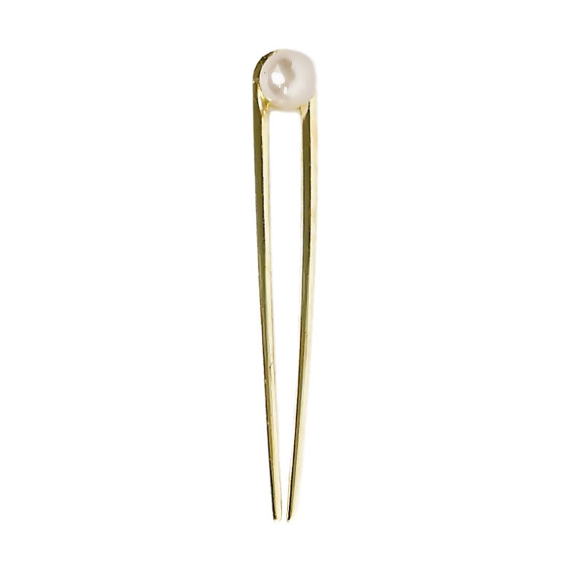 Шпилька для волосся Miso перлина, метал золото, 14 см, 1 шт (N048/3)