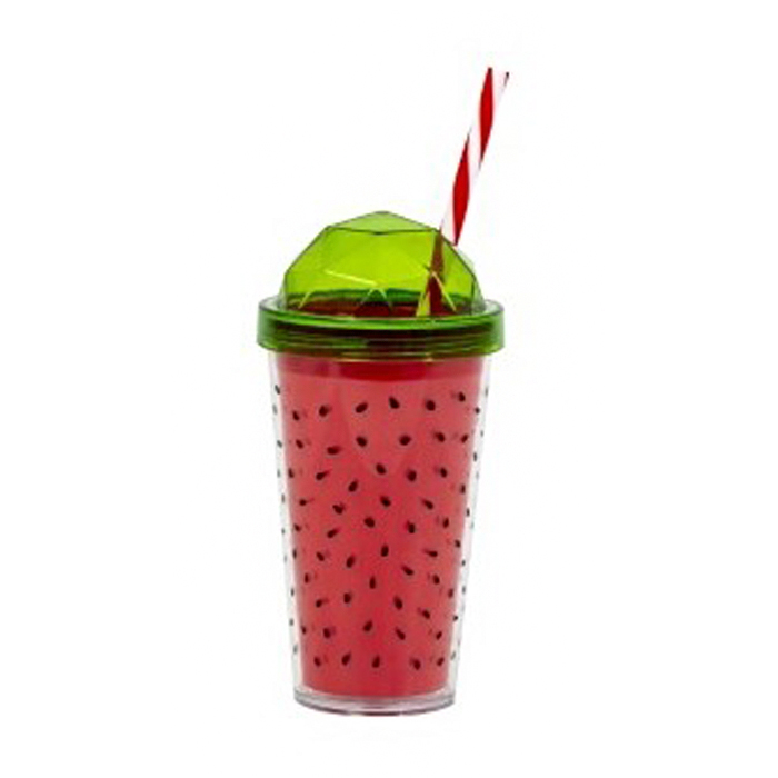 Склянка з трубочкою Herevin Watermelon з подвійною стінкою, 540 мл (161349-010)