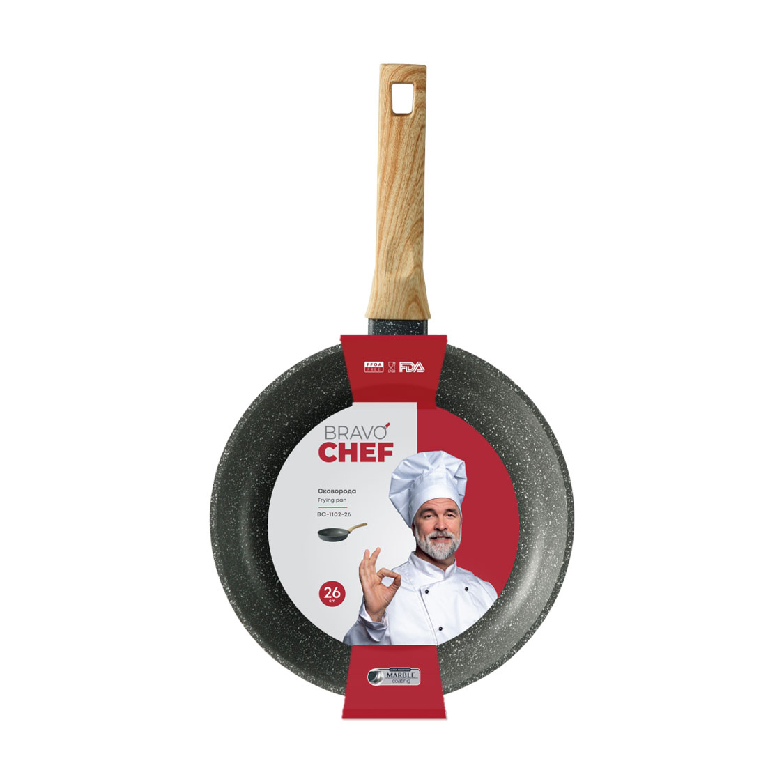 Сковорода BRAVO CHEF без кришки, 26 см (BC-1102-26)