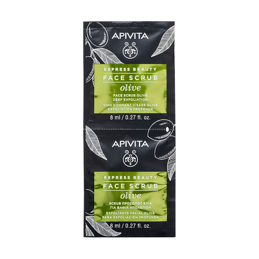 Скраб для обличчя Apivita Express Beauty Deep Exfoliation Face Scrub Глибоке відлущування, з оливою, 2*8 мл (саше)