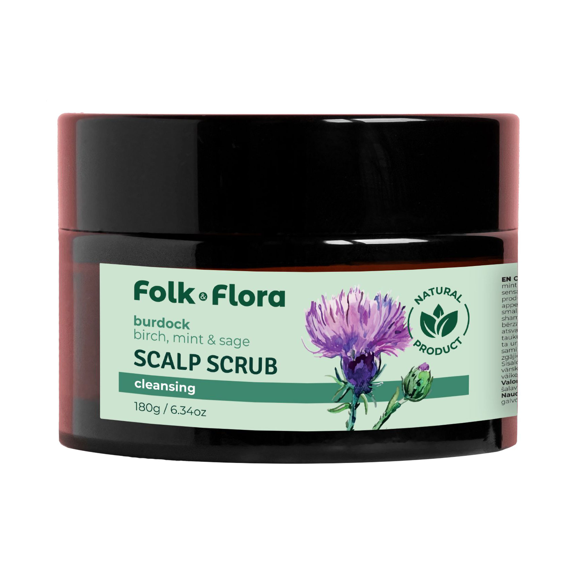 Скраб для шкіри голови Folk &amp; Flora Scalp Scrub Реп'ях, 180 г